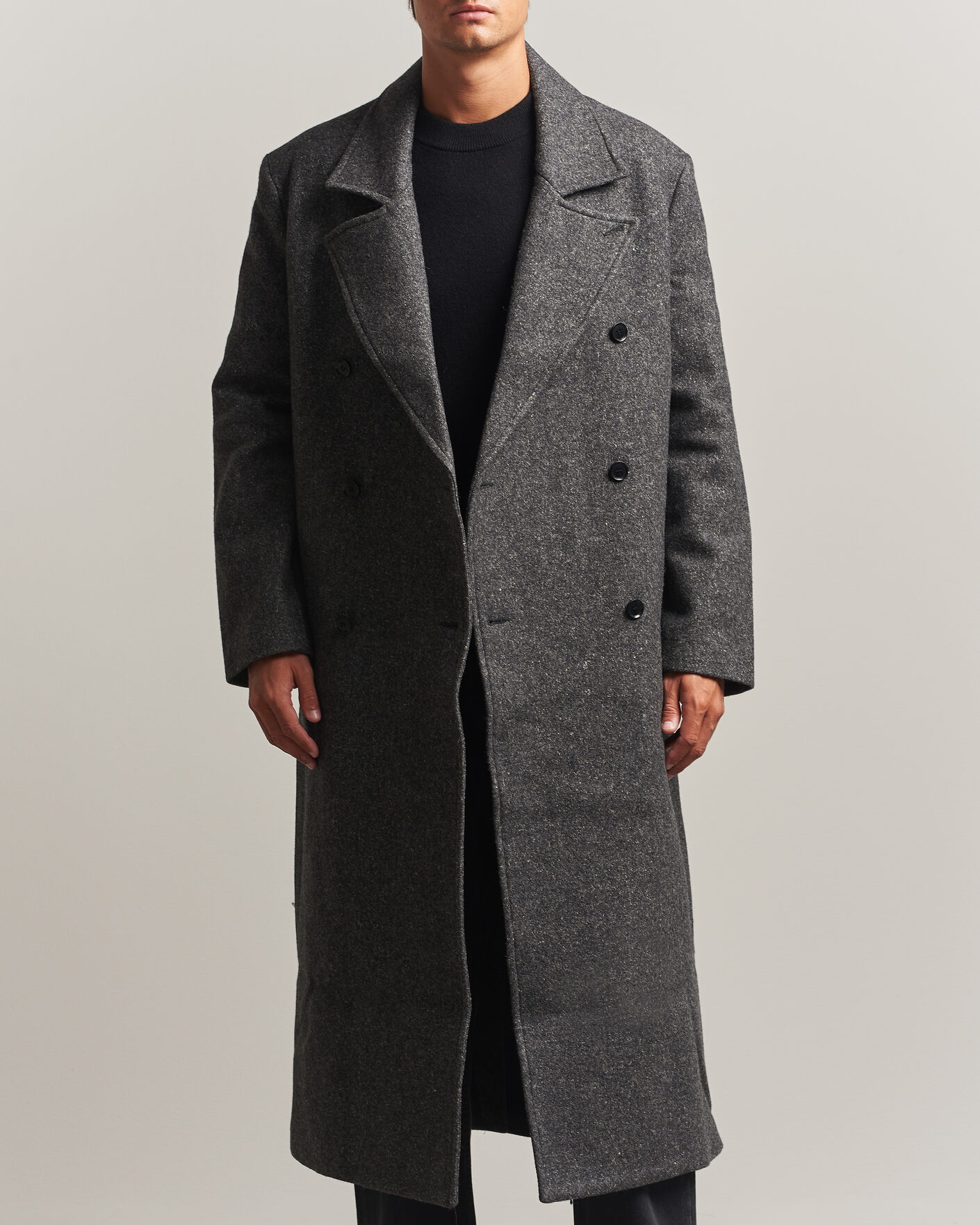 Men | Coats & Jackets | Samsøe Samsøe | Vince Wool Double Breasted Coat Dark Grey Melange