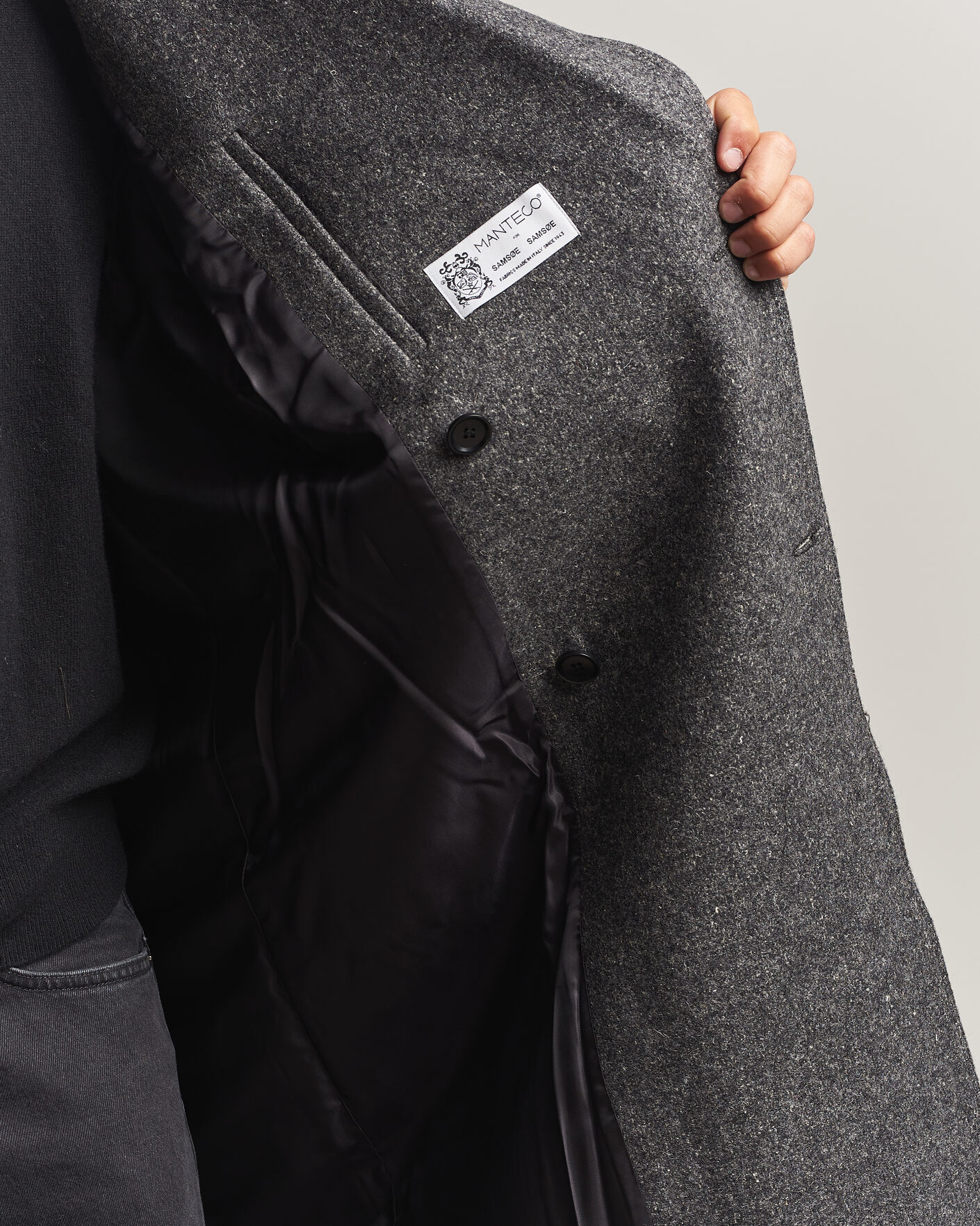 Men | Coats & Jackets | Samsøe Samsøe | Vince Wool Double Breasted Coat Dark Grey Melange