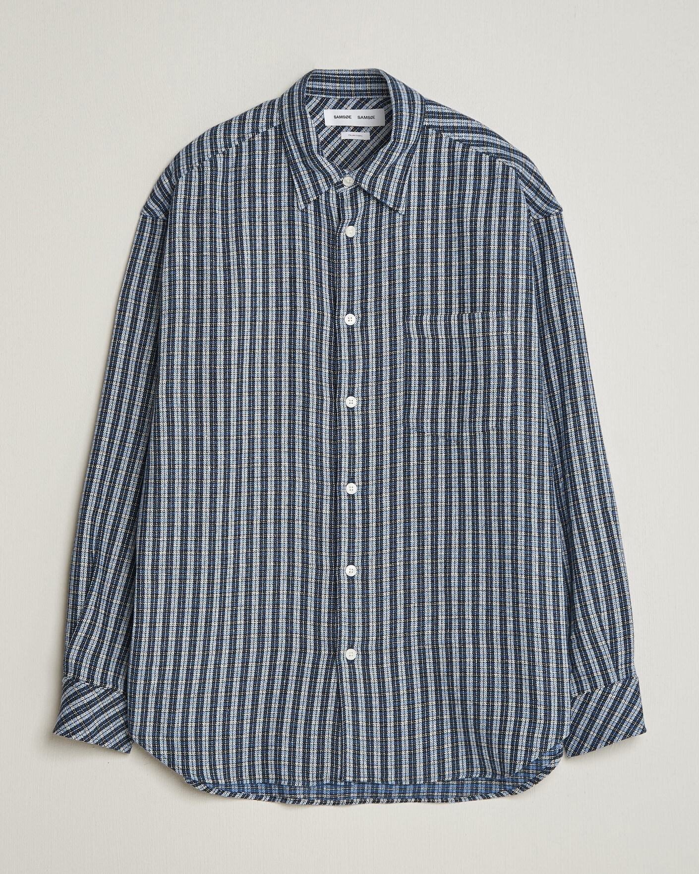 Men | Shirts | Samsøe Samsøe | Luan Brushed Cotton Checked Shirt Cyaneus