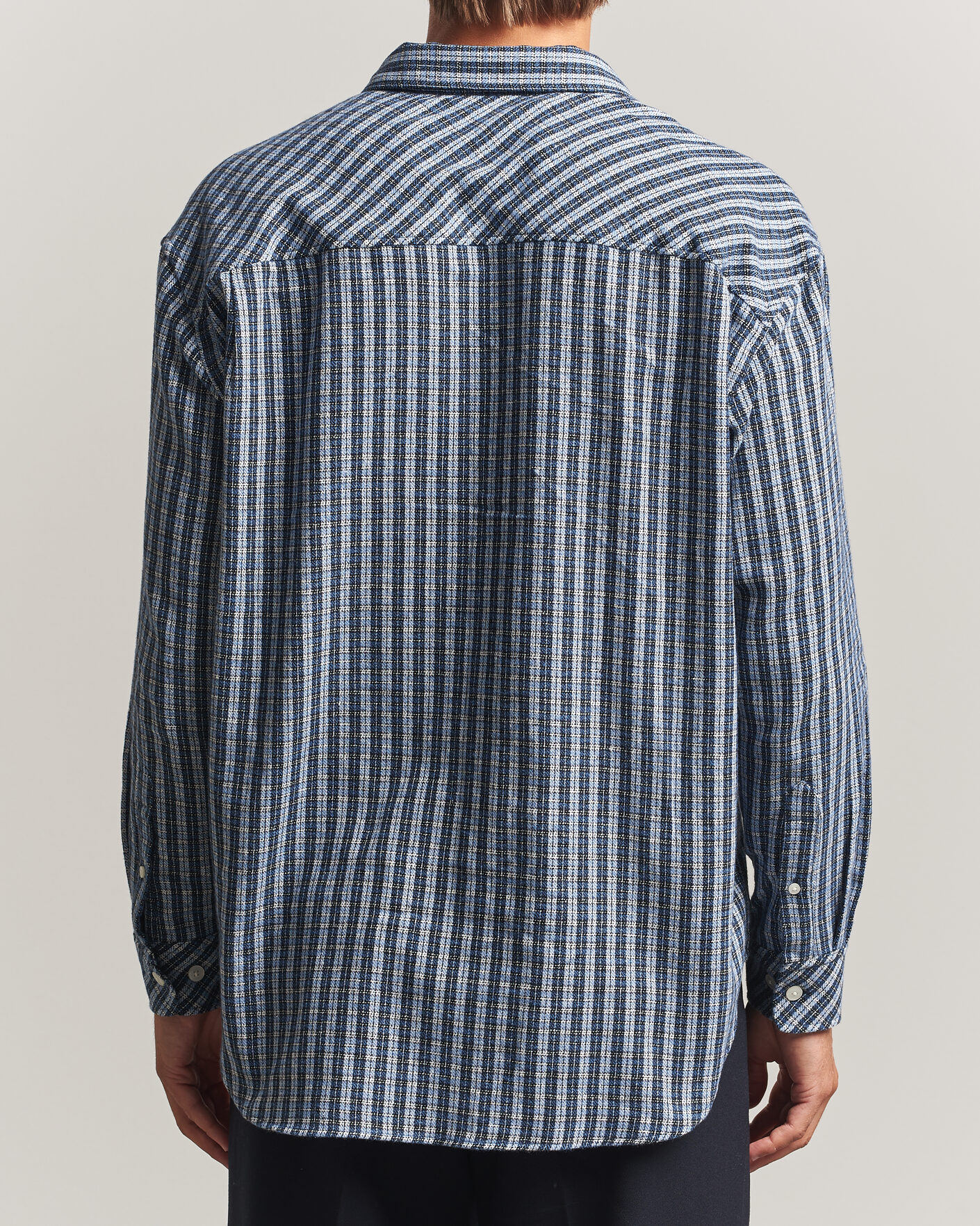 Men | Shirts | Samsøe Samsøe | Luan Brushed Cotton Checked Shirt Cyaneus