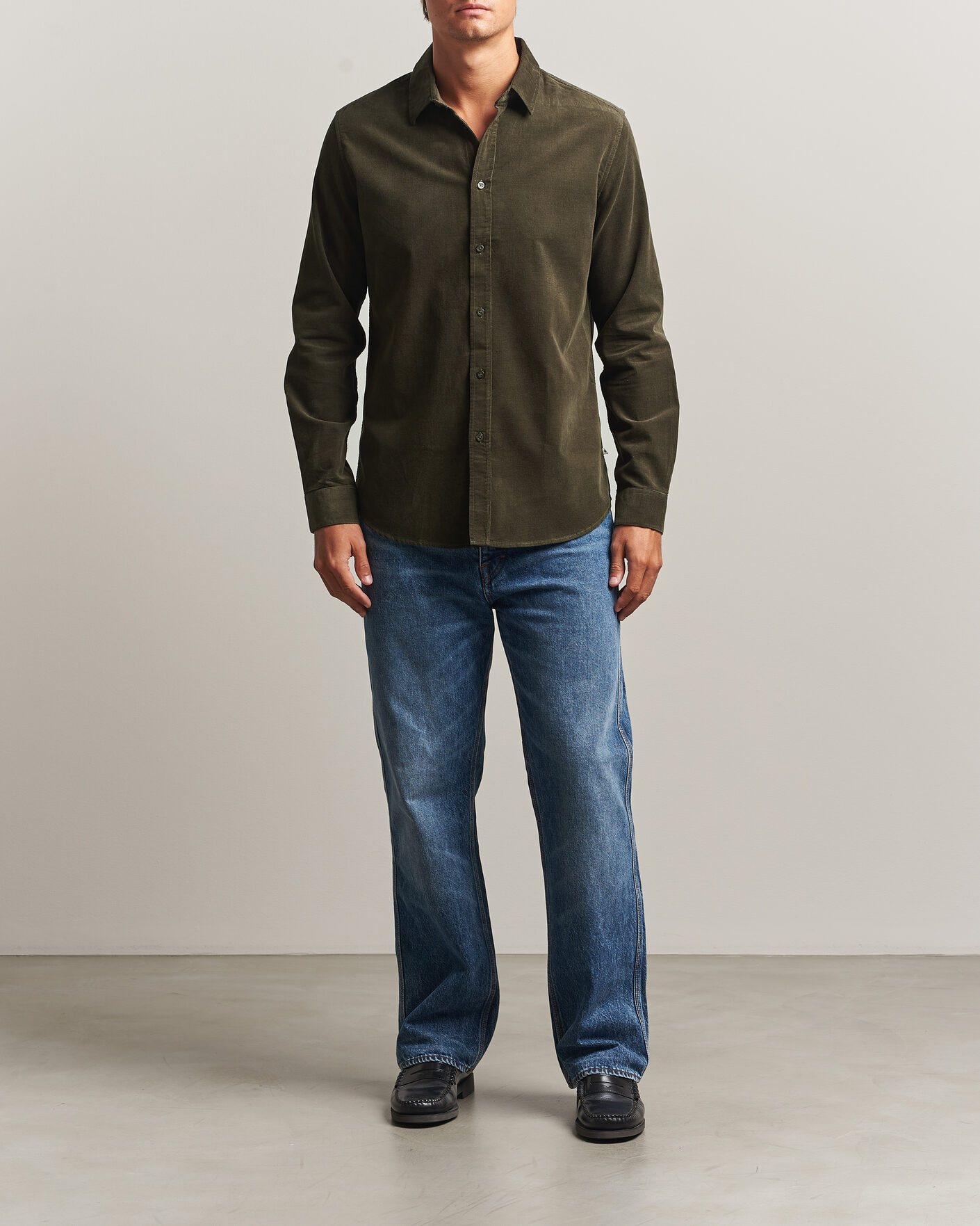 Men | Shirts | Samsøe Samsøe | Liam Baby Cord Shirt Forest Night