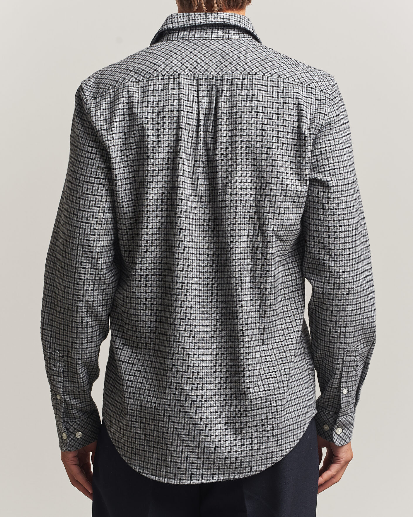 Men | Shirts | Samsøe Samsøe | Liam Brushed Cotton Checked Shirt Grey Melange