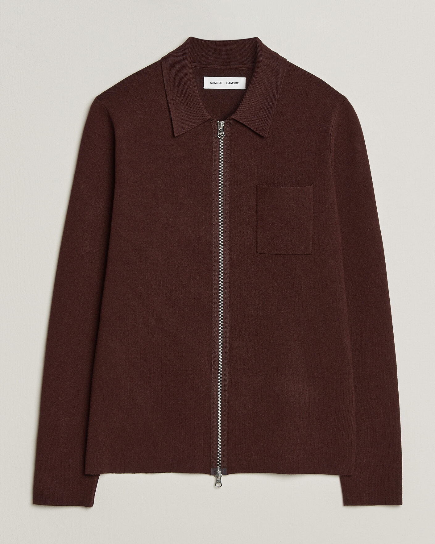 Men | Sweaters & Knitwear | Samsøe Samsøe | Guna Full Zip Bitter Chocolate