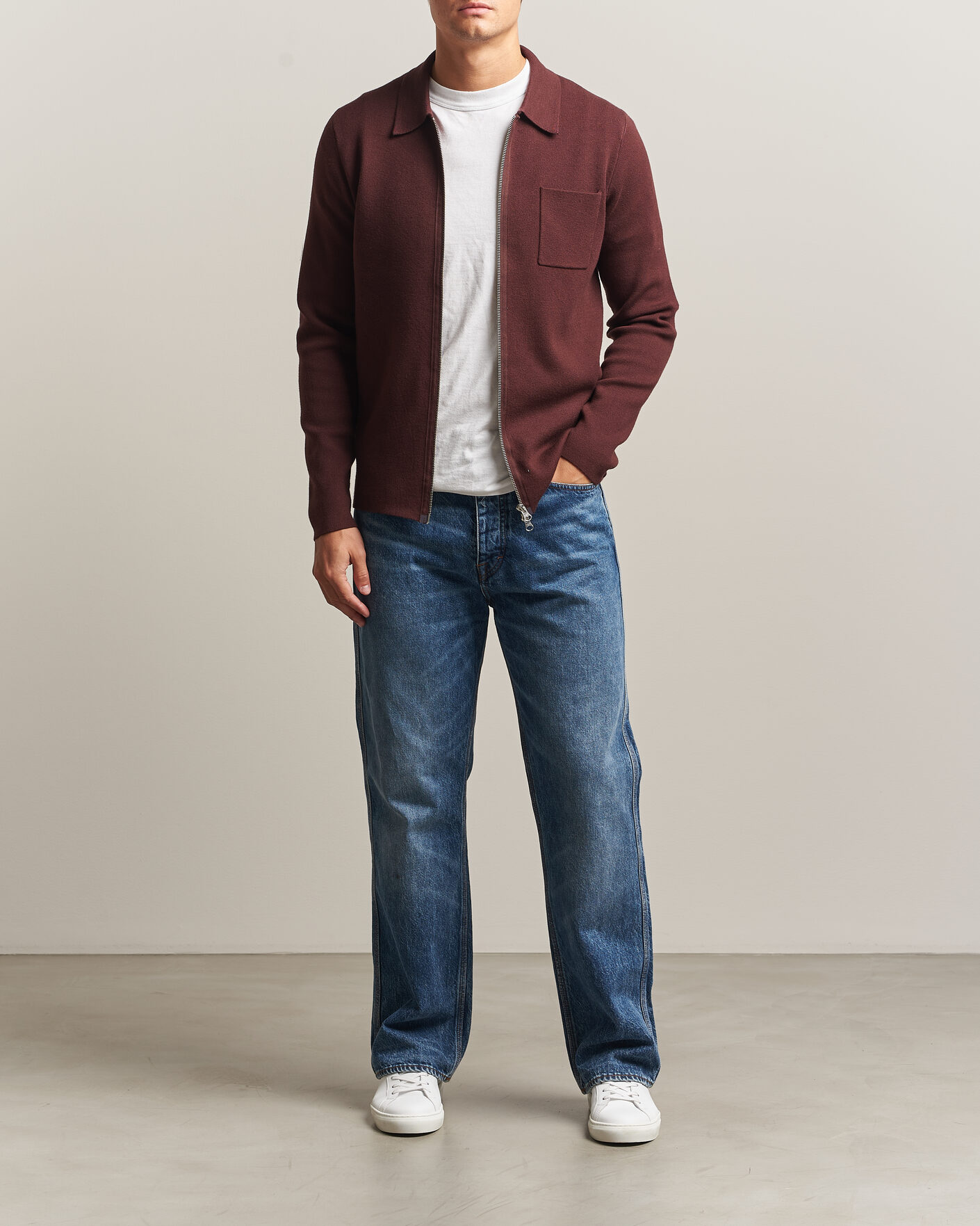 Men | Sweaters & Knitwear | Samsøe Samsøe | Guna Full Zip Bitter Chocolate