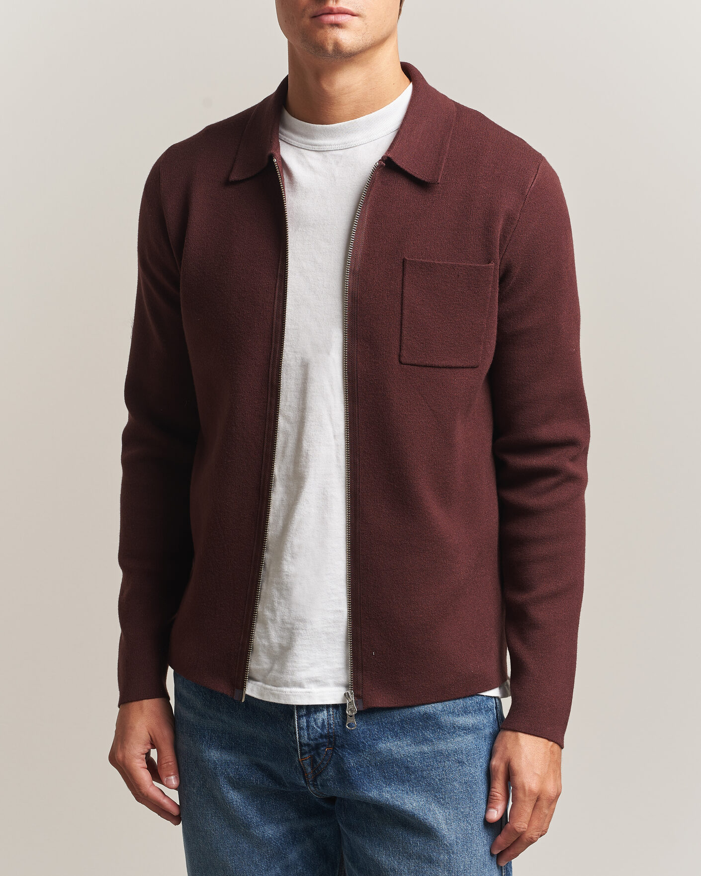 Men | Sweaters & Knitwear | Samsøe Samsøe | Guna Full Zip Bitter Chocolate