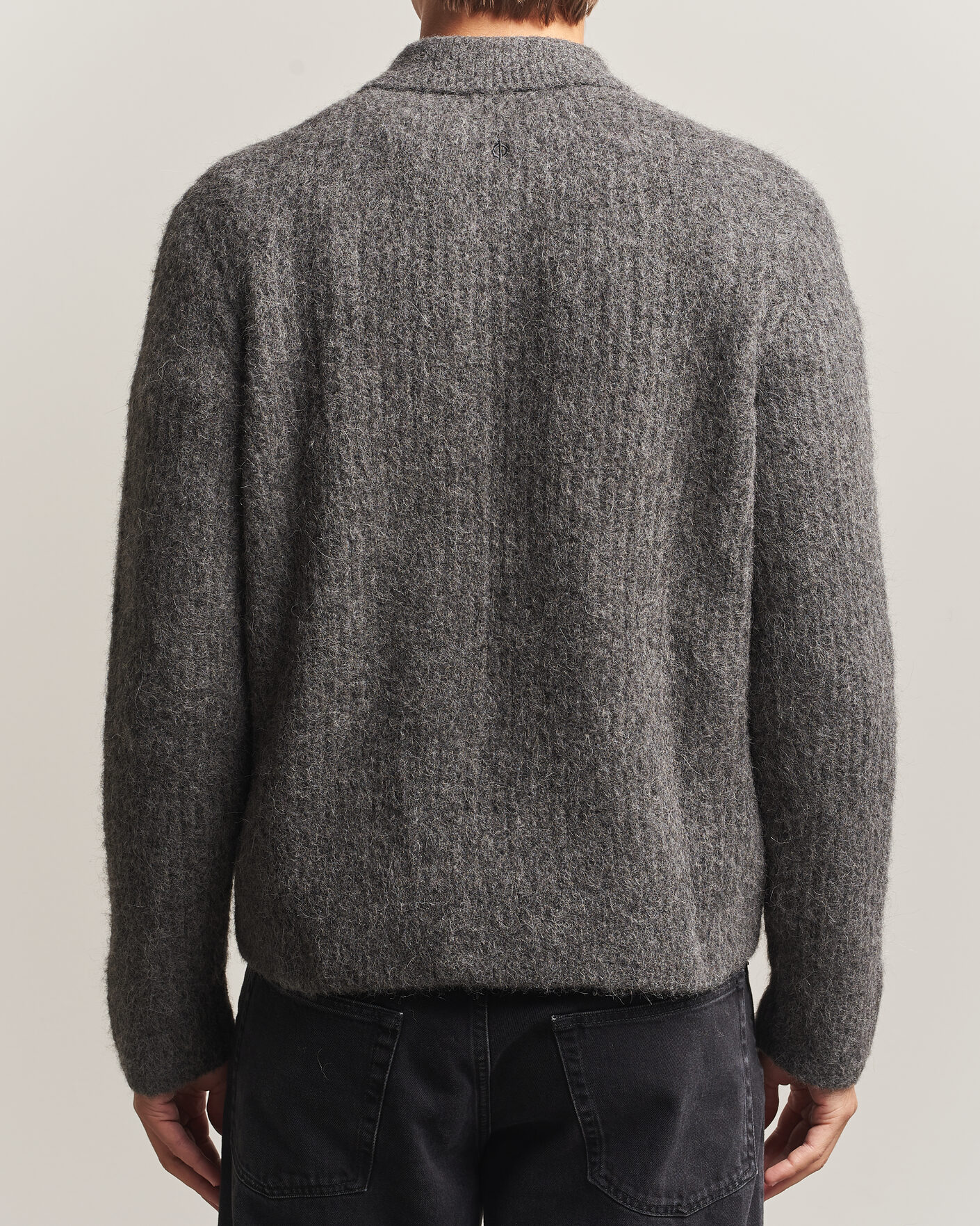 Men | Sweaters & Knitwear | Samsøe Samsøe | Job Alpaca Knitted Full Zip Dark Grey Melange