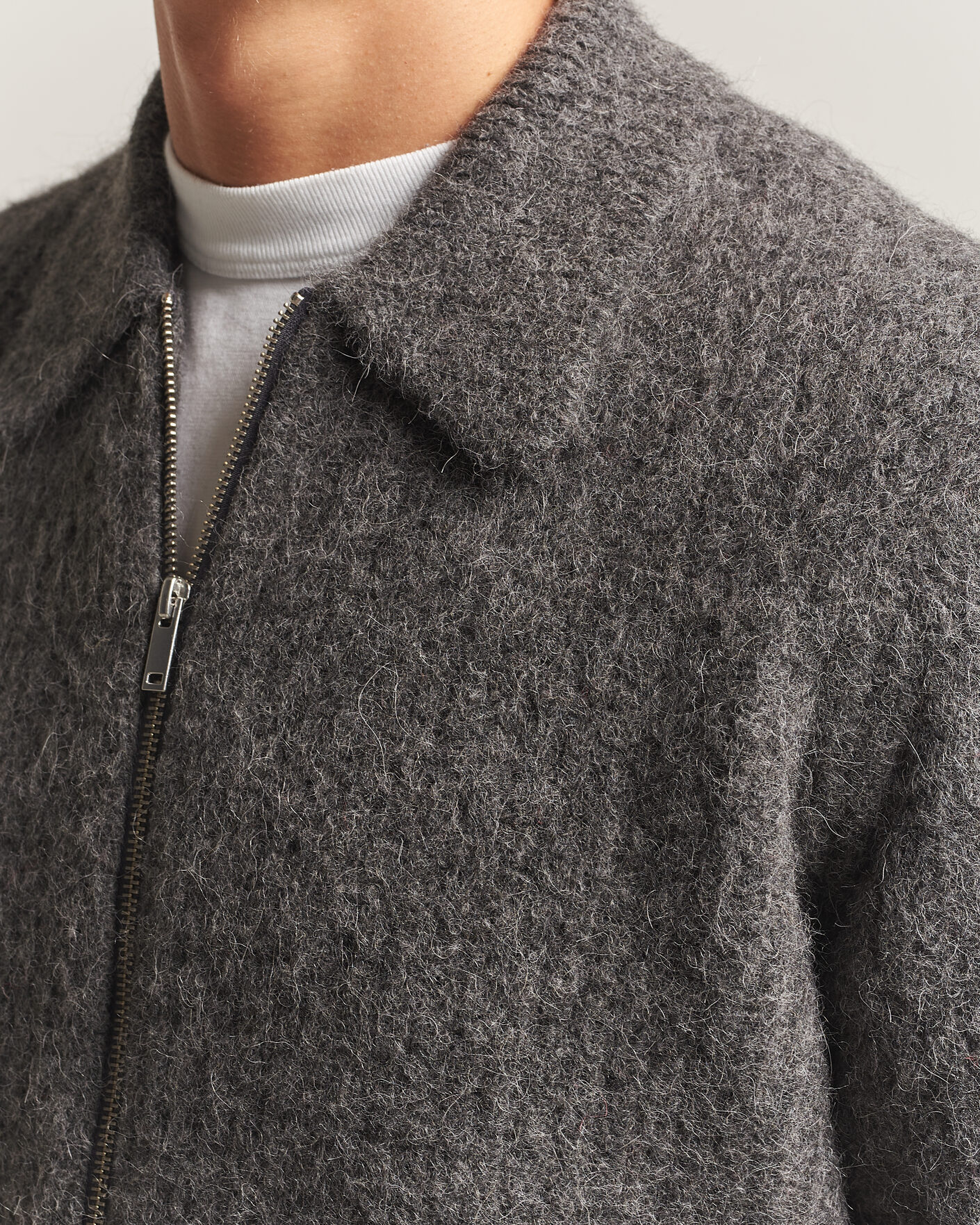 Men | Sweaters & Knitwear | Samsøe Samsøe | Job Alpaca Knitted Full Zip Dark Grey Melange