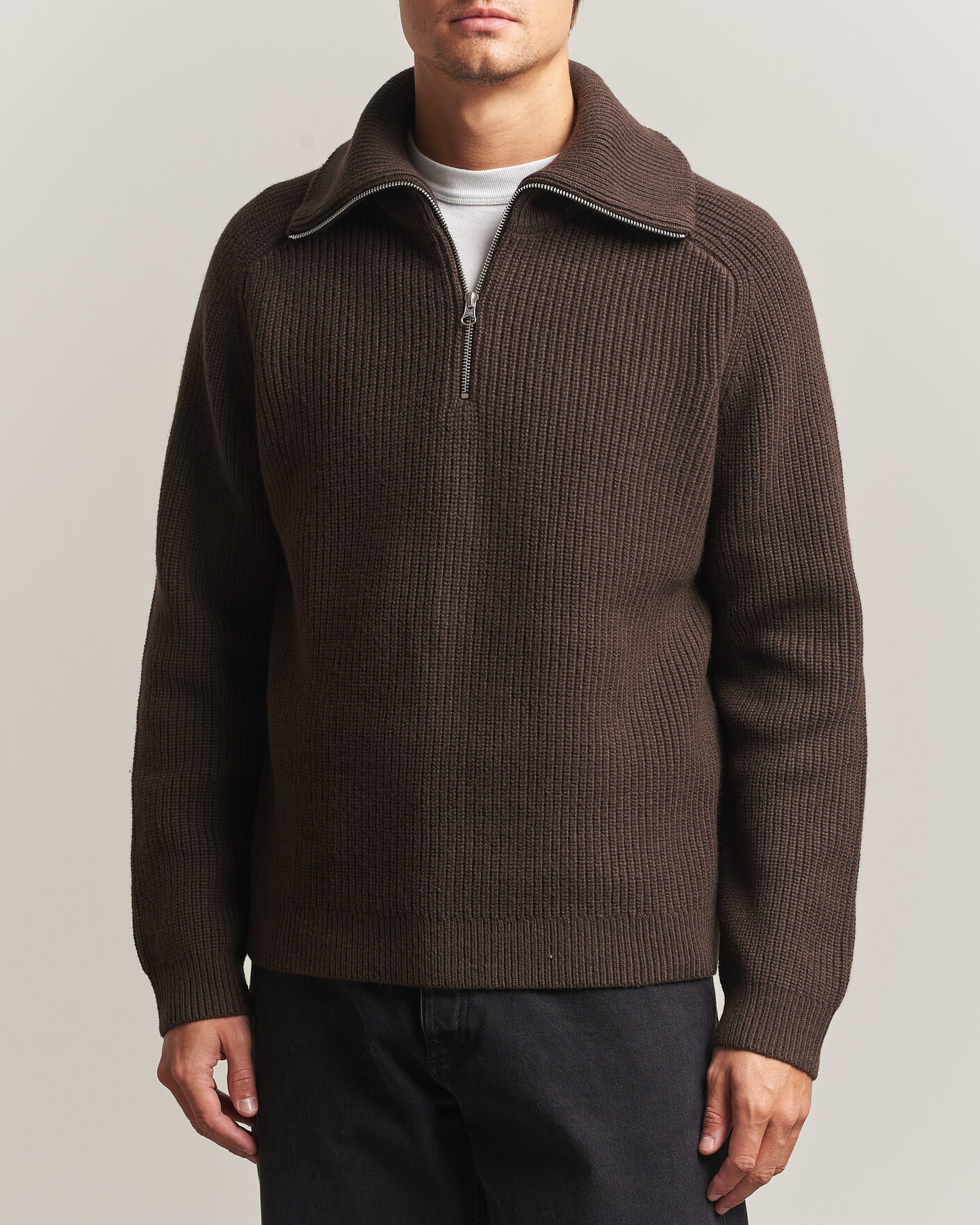 Men | Sweaters & Knitwear | Samsøe Samsøe | Rick Wool Heavy Knitted Half Zip Delicioso