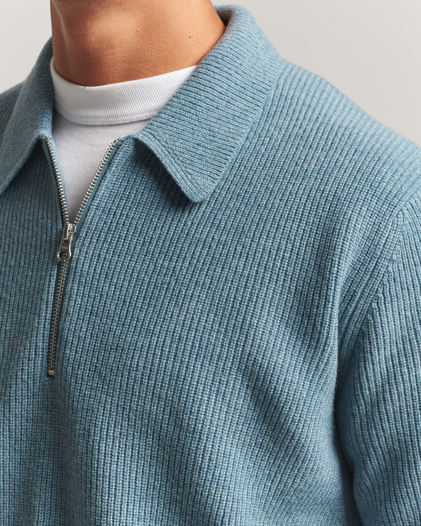 Men | Sweaters & Knitwear | Samsøe Samsøe | Isak Knitted Half Zip Polo Stormy Sea