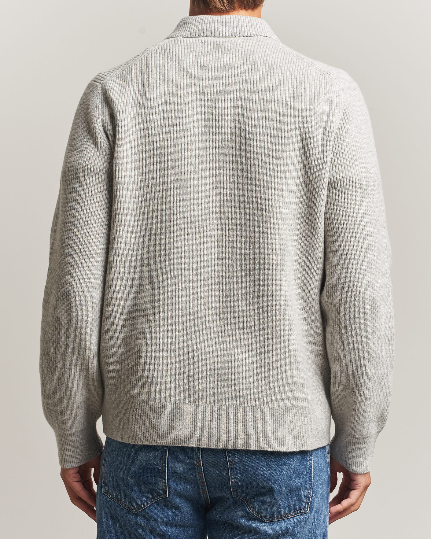 Men | Sweaters & Knitwear | Samsøe Samsøe | Isak Knitted Half Zip Polo Grey Melange