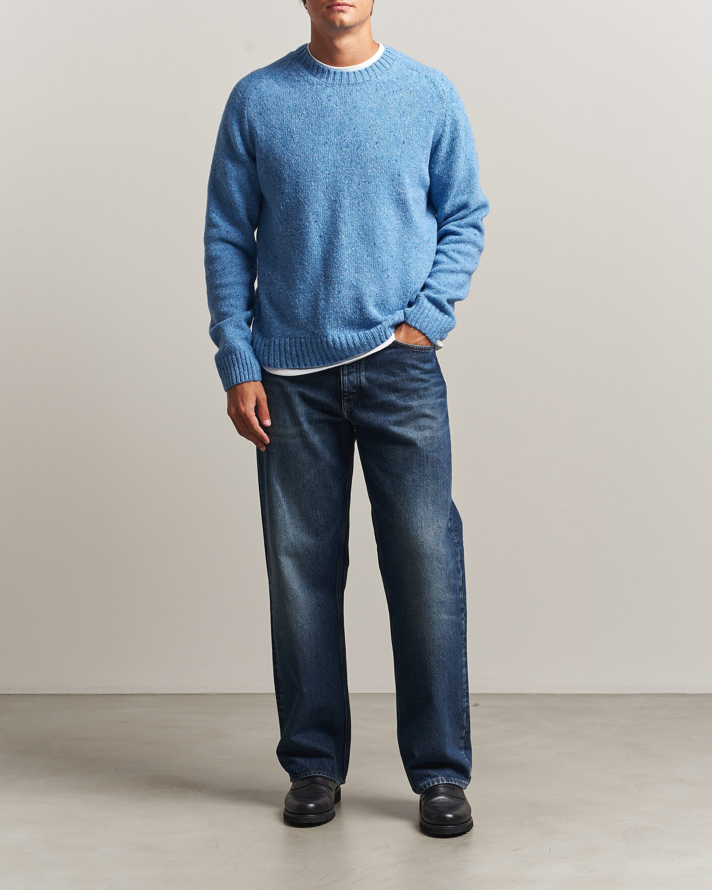 Men | Sweaters & Knitwear | Samsøe Samsøe | Nate Donegal Wool Knitted Striped Sweater Cyaneus