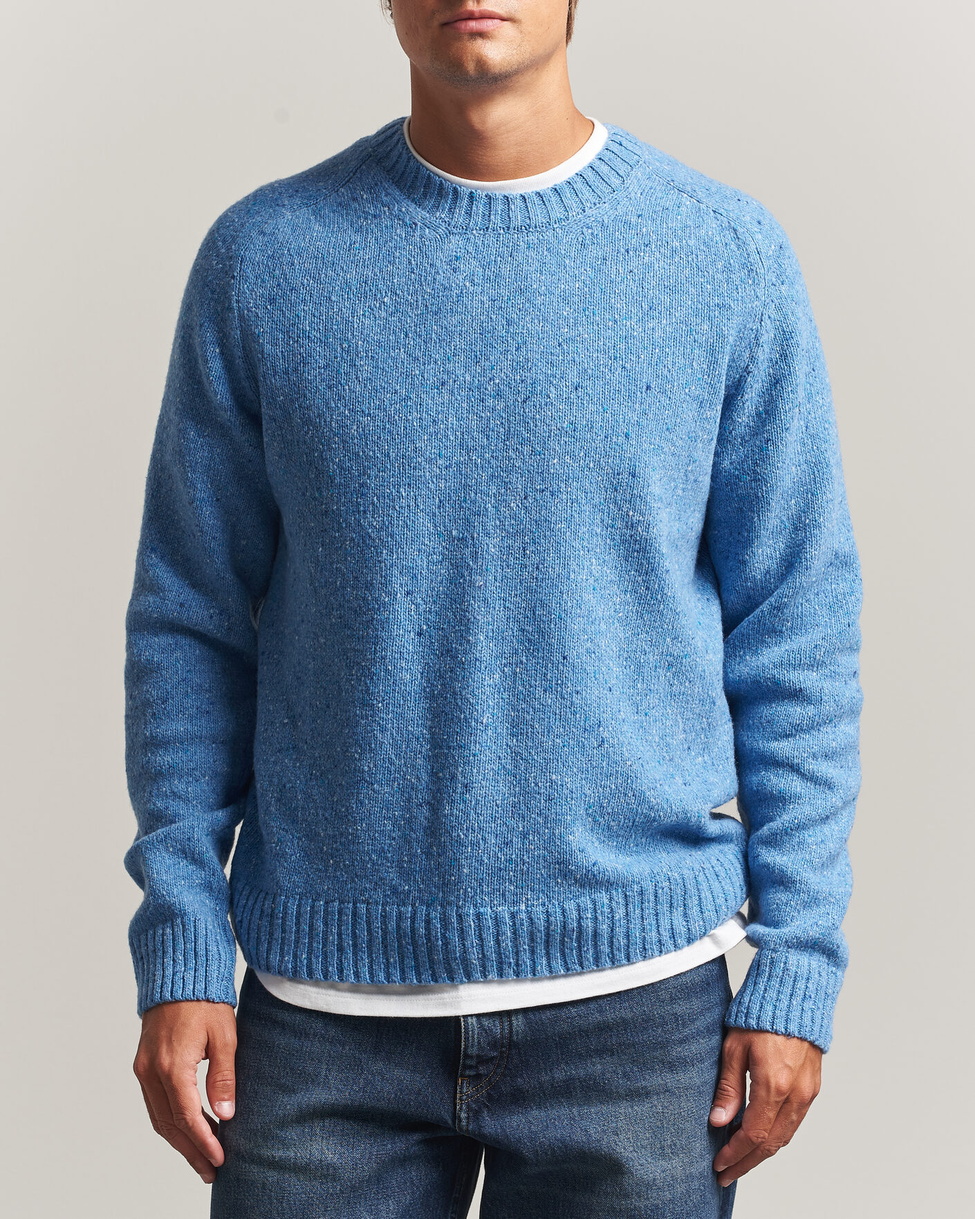 Men | Sweaters & Knitwear | Samsøe Samsøe | Nate Donegal Wool Knitted Striped Sweater Cyaneus