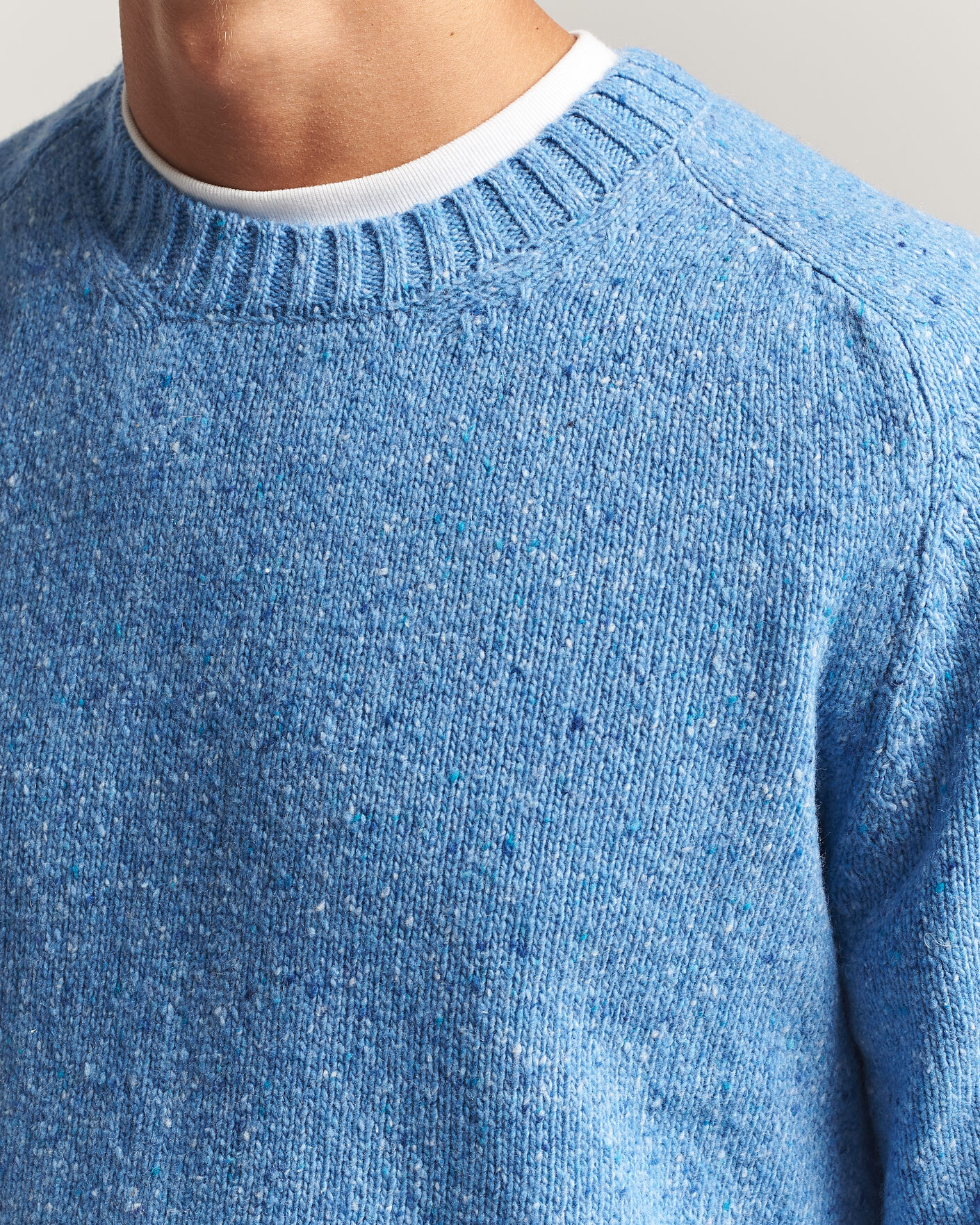 Men | Sweaters & Knitwear | Samsøe Samsøe | Nate Donegal Wool Knitted Striped Sweater Cyaneus