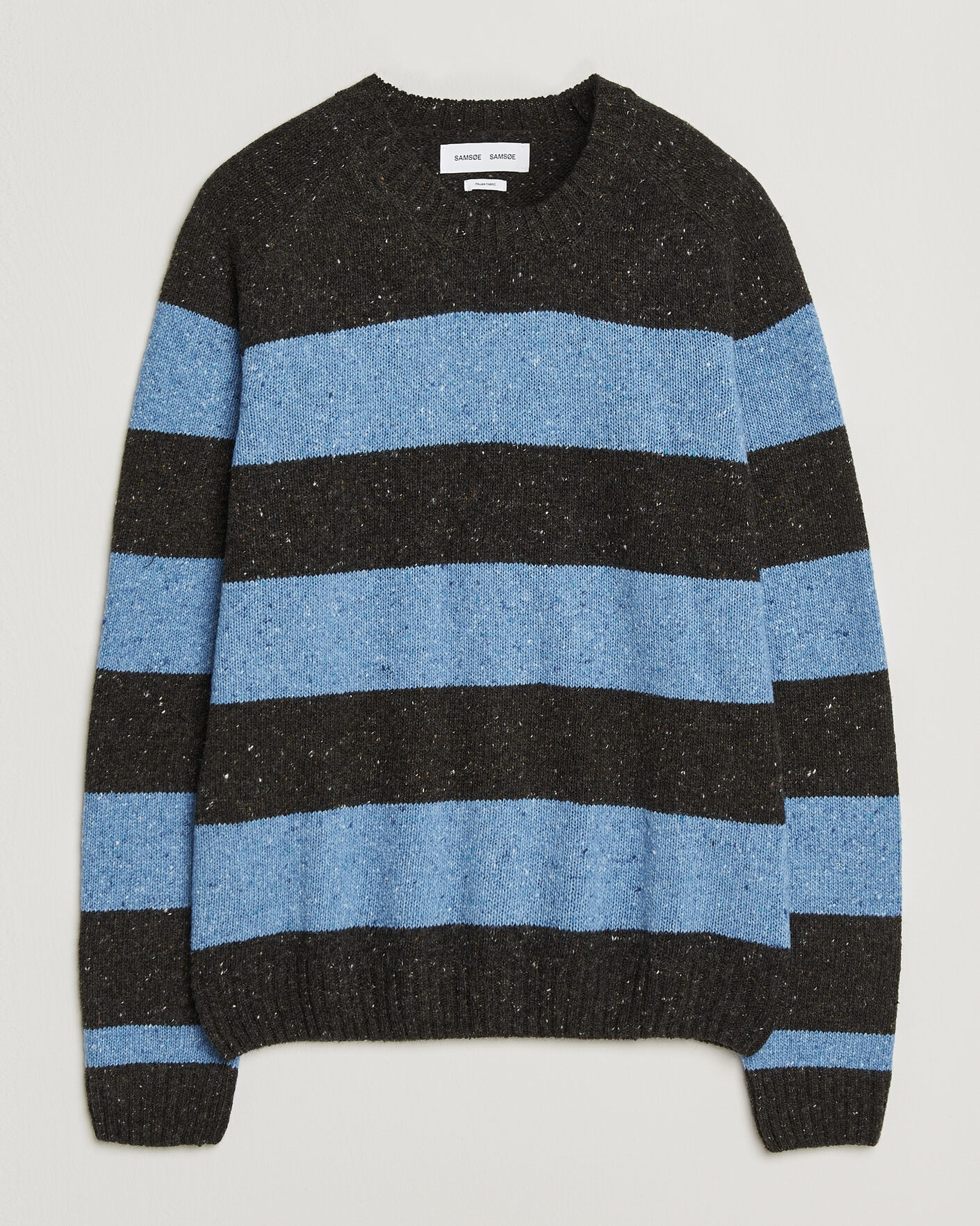 Men | Sweaters & Knitwear | Samsøe Samsøe | Nate Donegal Wool Knitted Striped Sweater Brown/Blue