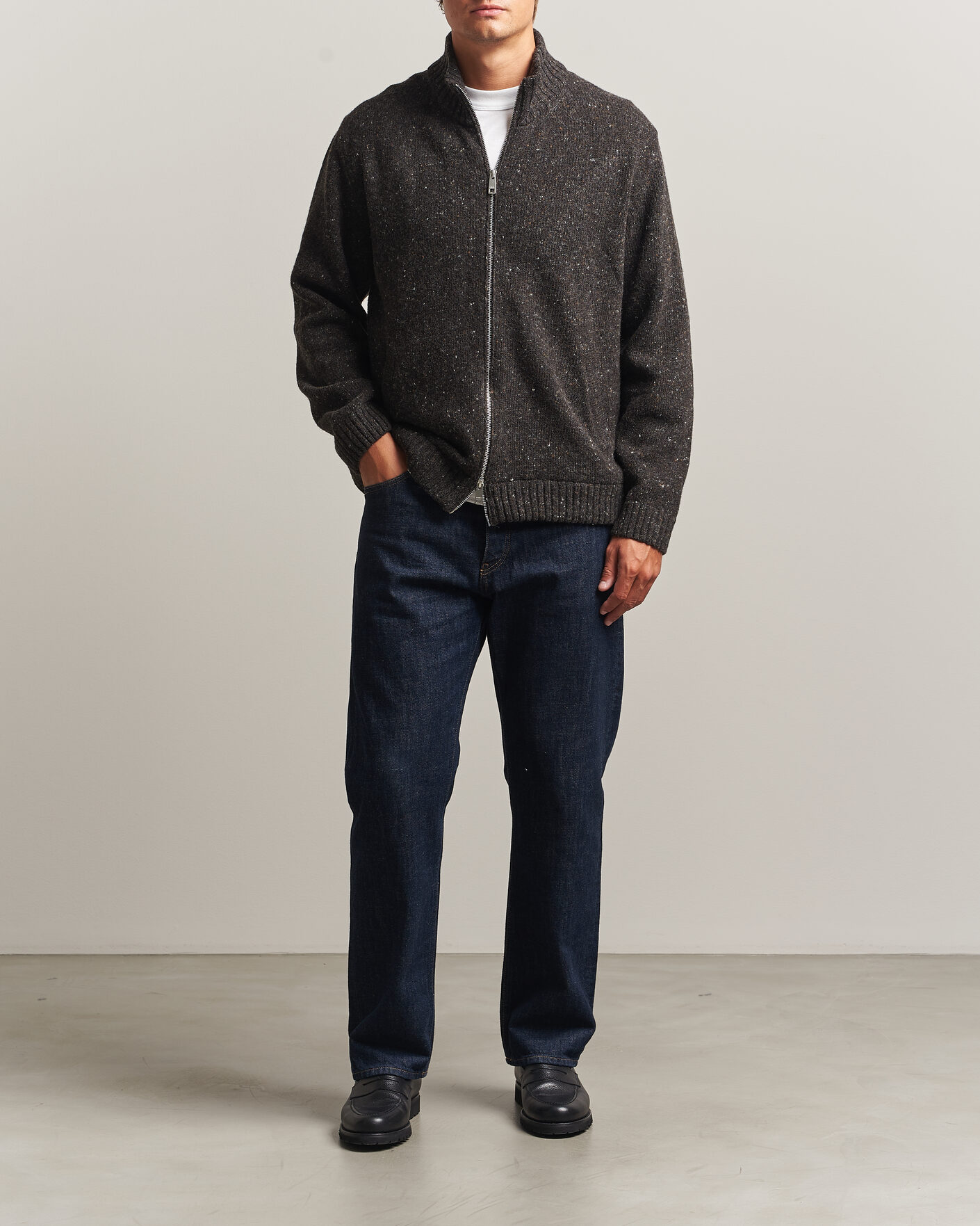 Men | Sweaters & Knitwear | Samsøe Samsøe | Nate Donegal Wool Knitted Full Zip Delicioso