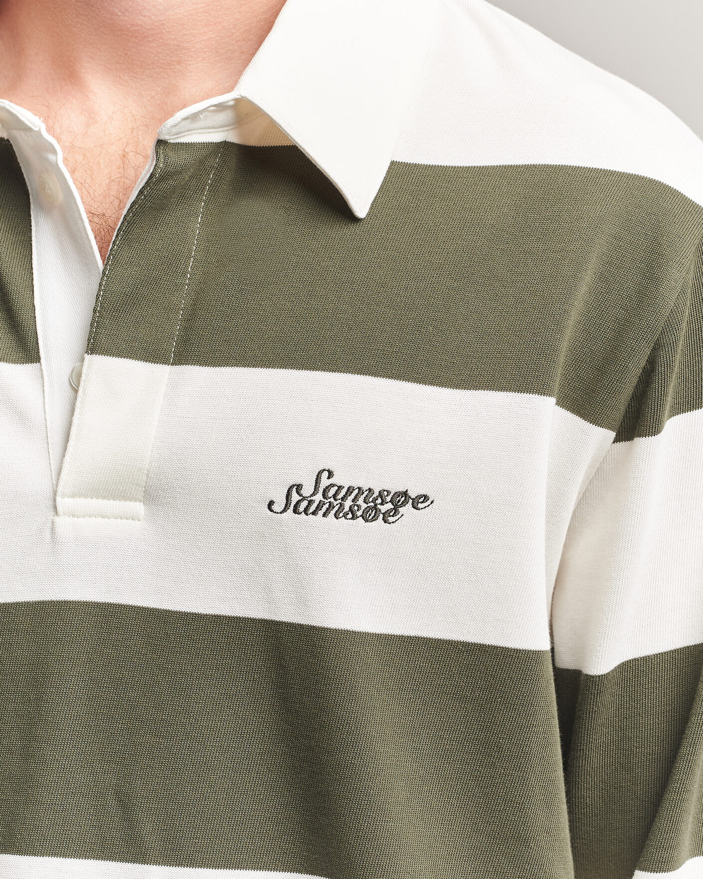 Men | Sweaters & Knitwear | Samsøe Samsøe | Kevin Barstriped Rugger Forest Night/White