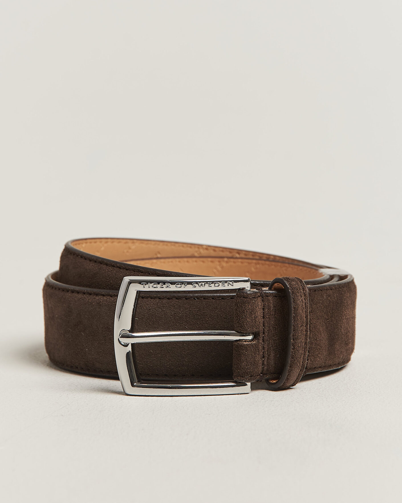 Men | Belts | Tiger of Sweden | Bergstroms Suede Belt Dark Brown