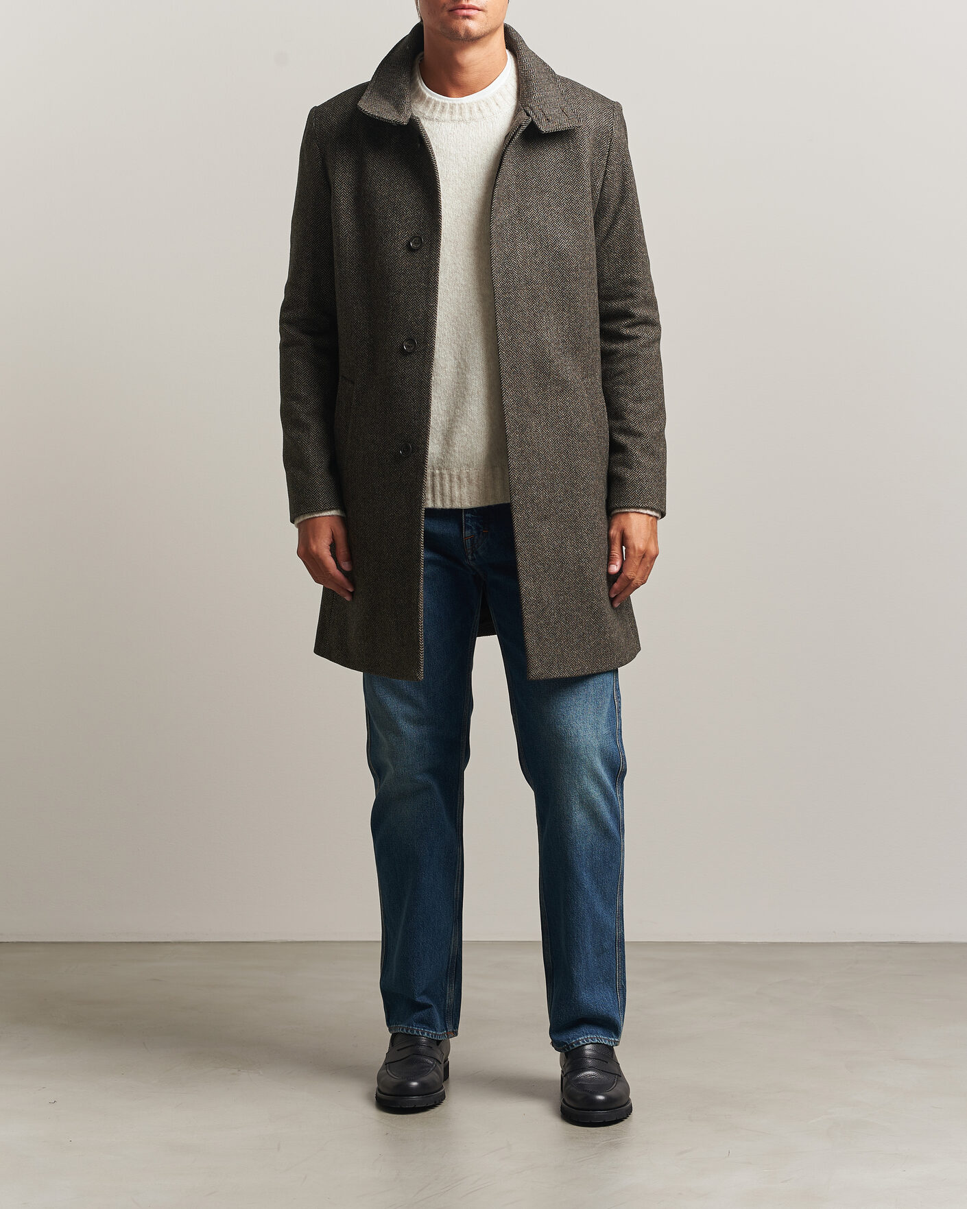 Men | Coats & Jackets | Tiger of Sweden | Aleric Wool Herringbone Coat Brown