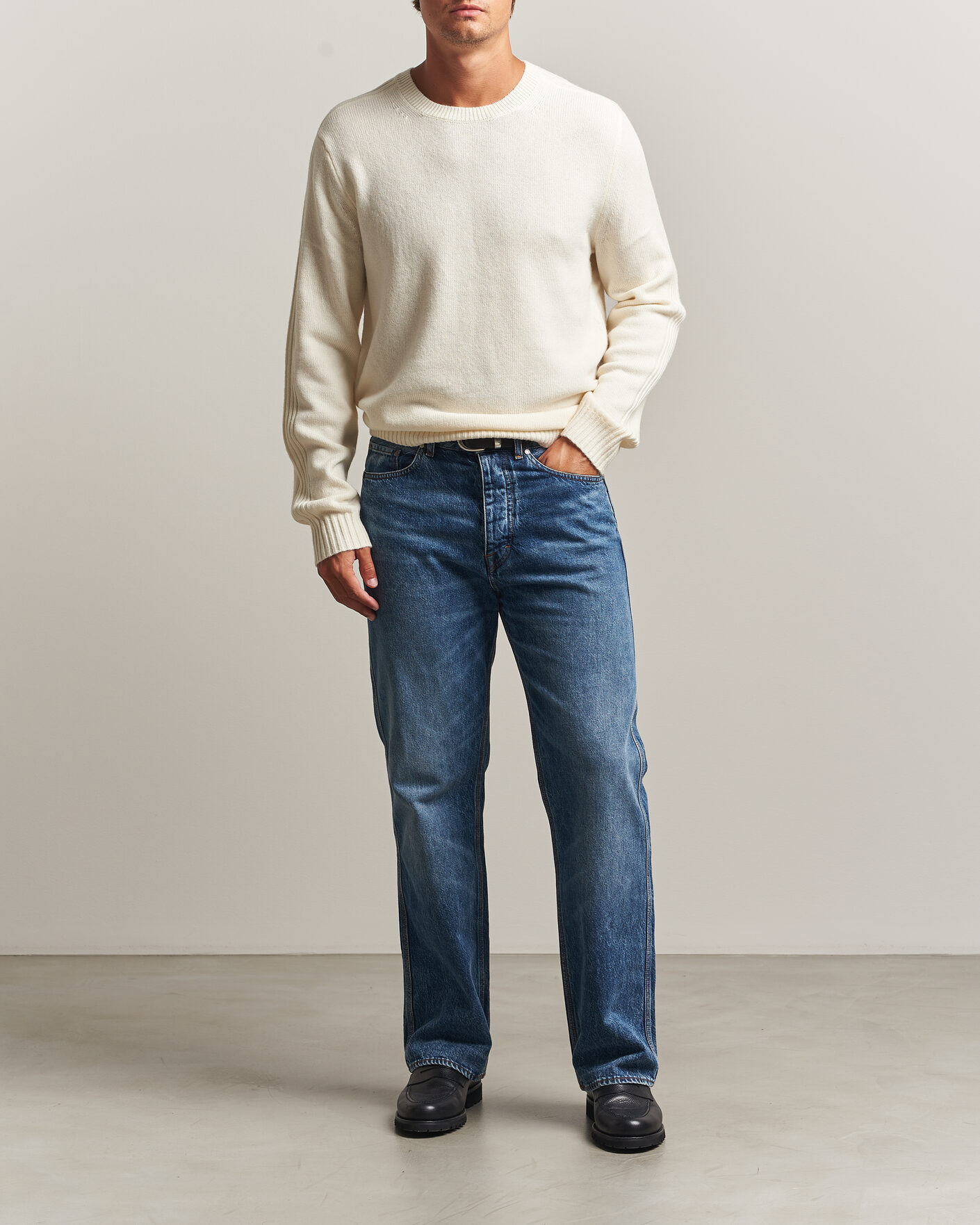 Men | Sweaters & Knitwear | Tiger of Sweden | Wilfred Wool/Cashmere Sweater Porcelain Cream