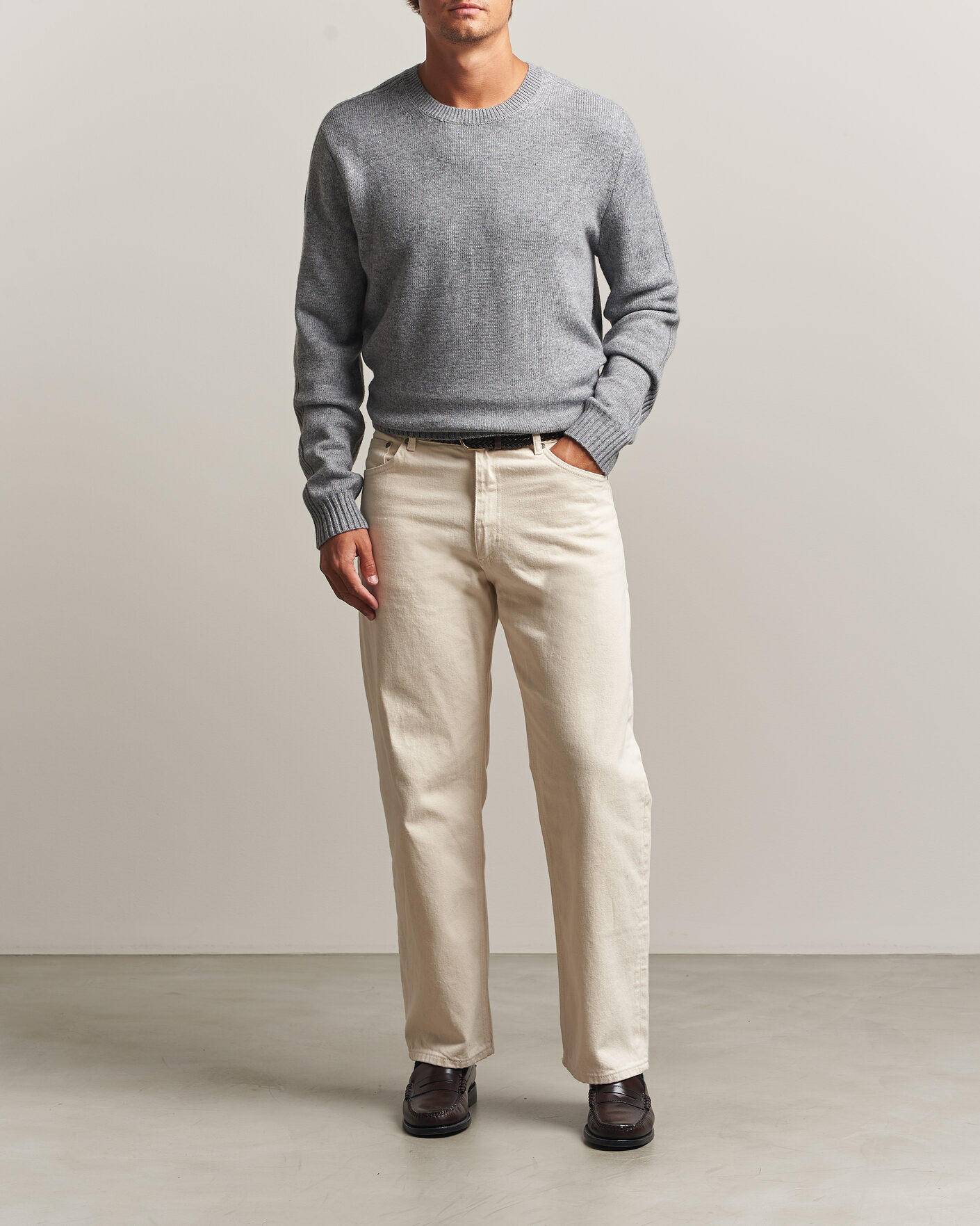 Men | Sweaters & Knitwear | Tiger of Sweden | Wilfred Wool/Cashmere Sweater Light Grey Melange