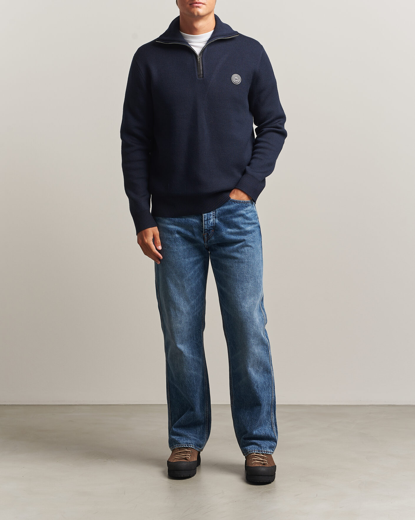 Men | Sweaters & Knitwear | Tiger of Sweden | Hamish Wool Heavy Knitted Half Zip Night Grape