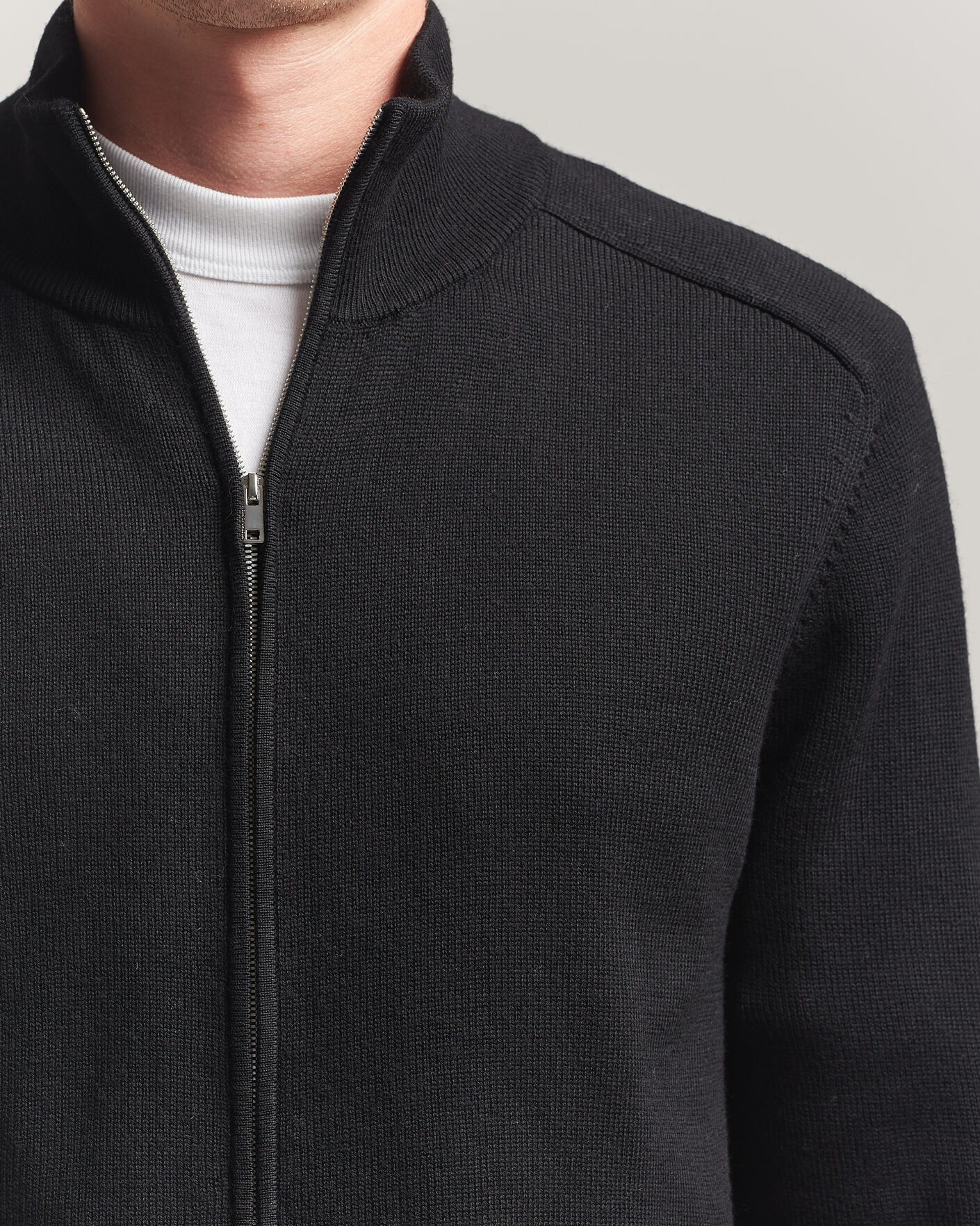 Men | Sweaters & Knitwear | Tiger of Sweden | Cassian Wool Full Zip Black