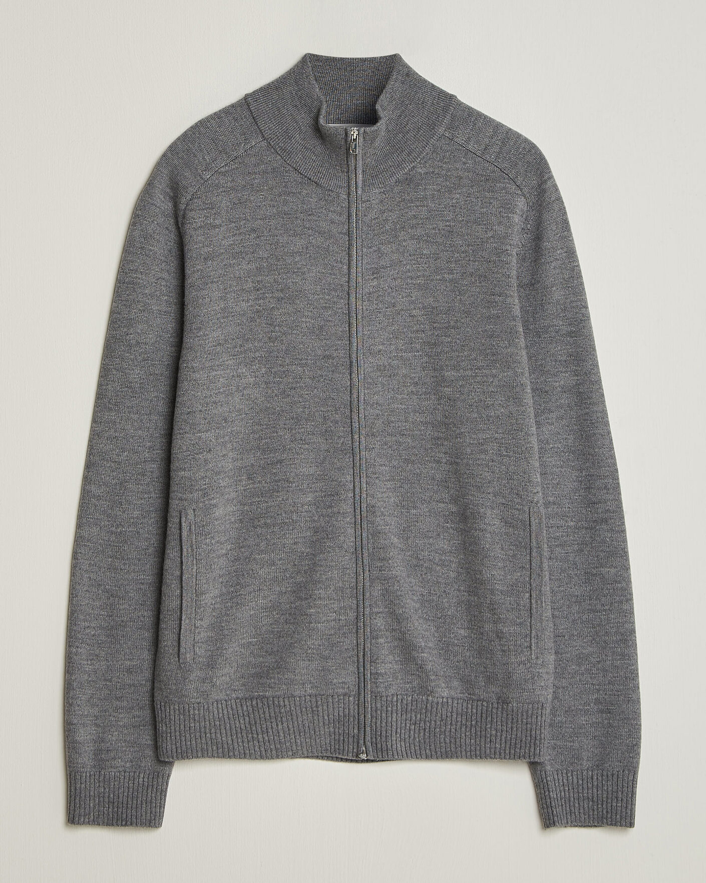 Men | Sweaters & Knitwear | Tiger of Sweden | Cassian Wool Full Zip Concrete Melange