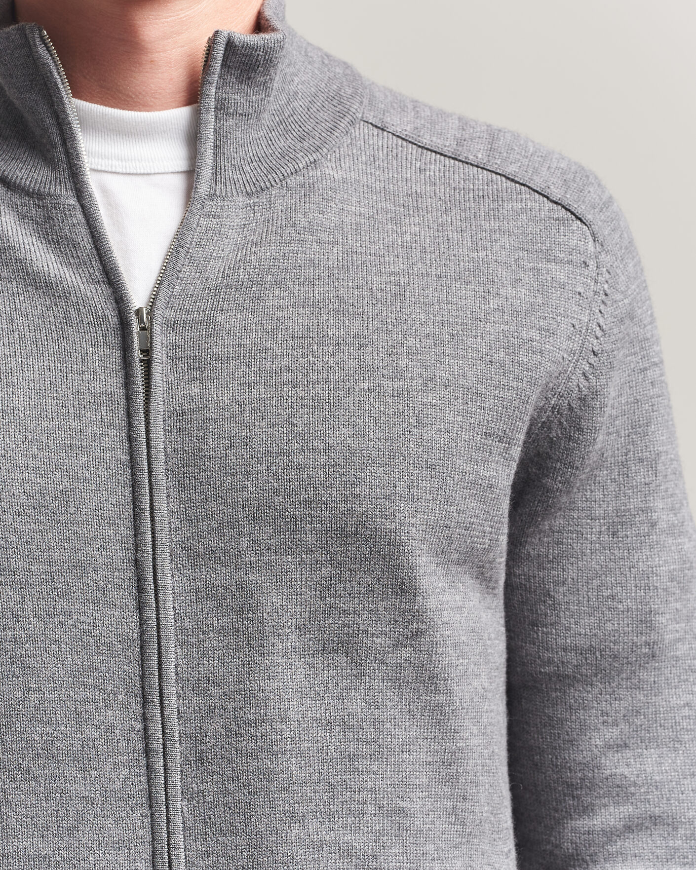 Men | Sweaters & Knitwear | Tiger of Sweden | Cassian Wool Full Zip Concrete Melange