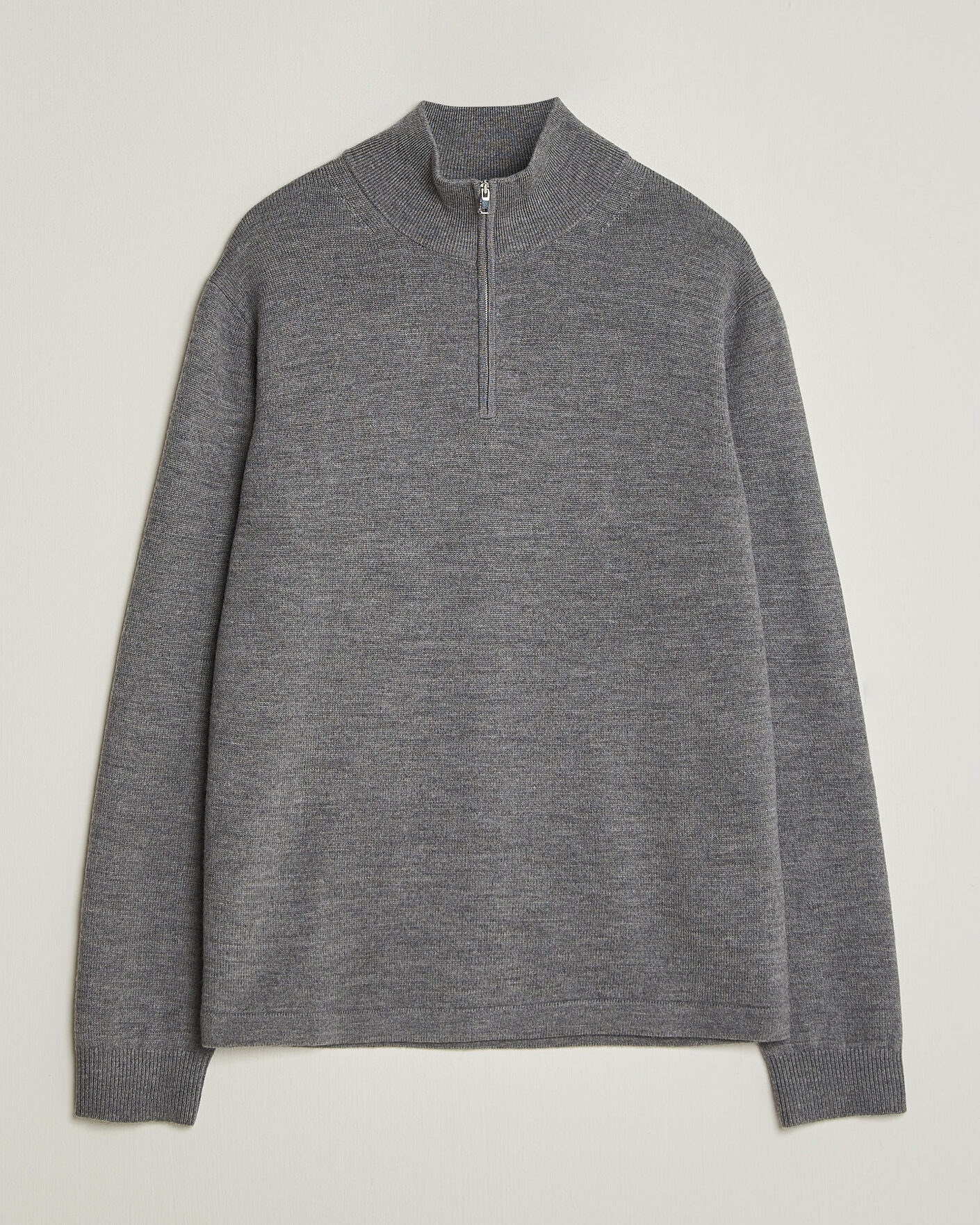 Men | Sweaters & Knitwear | Tiger of Sweden | Travis Wool Half Zip Concrete Melange