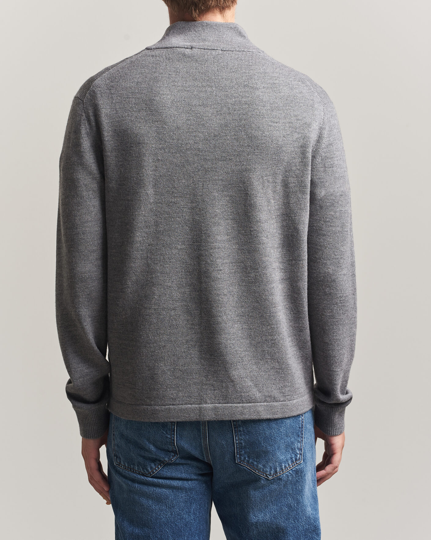 Men | Sweaters & Knitwear | Tiger of Sweden | Travis Wool Half Zip Concrete Melange