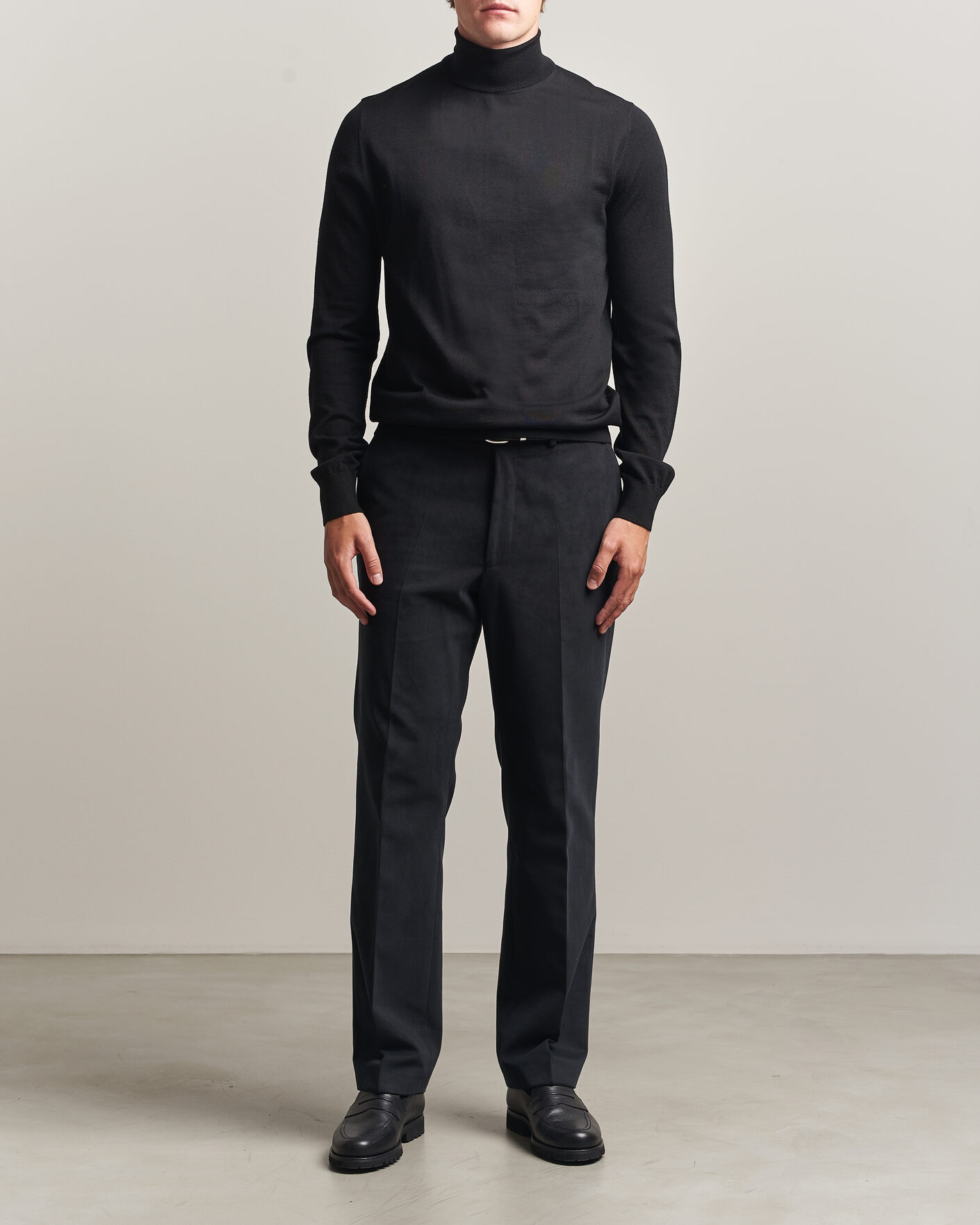 Men | Sweaters & Knitwear | Tiger of Sweden | Nevile Extra Fine Merino Polo Black