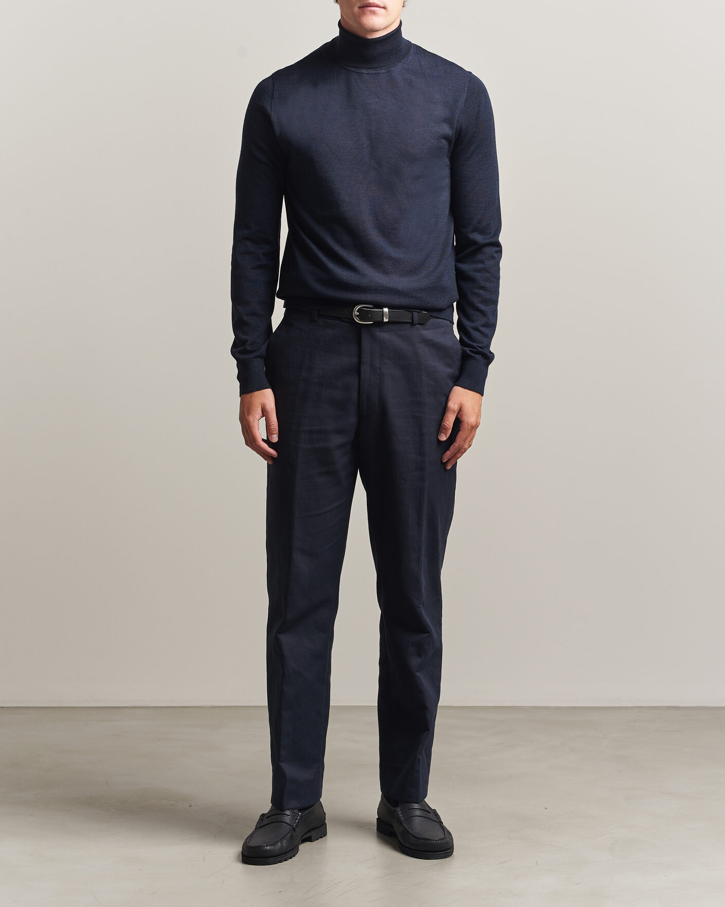 Men | Sweaters & Knitwear | Tiger of Sweden | Nevile Extra Fine Merino Polo Light Ink