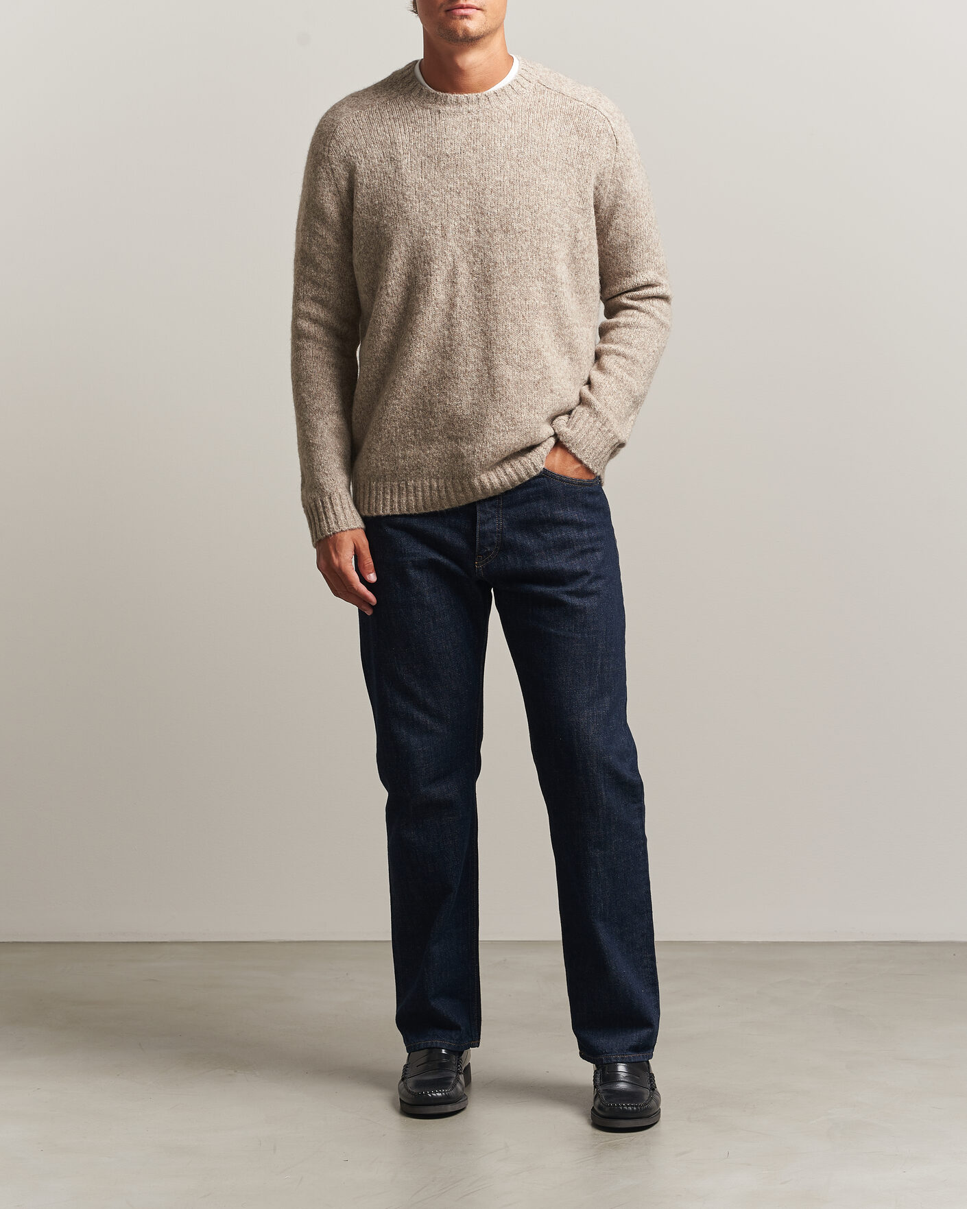 Men | Sweaters & Knitwear | Tiger of Sweden | Adryan Yak/Alpaca Knitted Sweater Stone Melange