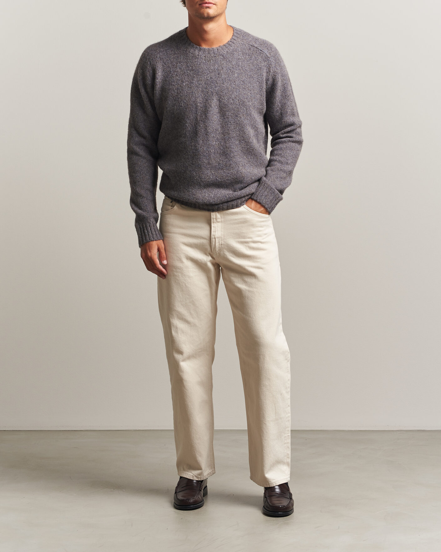 Men | Sweaters & Knitwear | Tiger of Sweden | Adryan Yak/Alpaca Knitted Sweater Grey Melange
