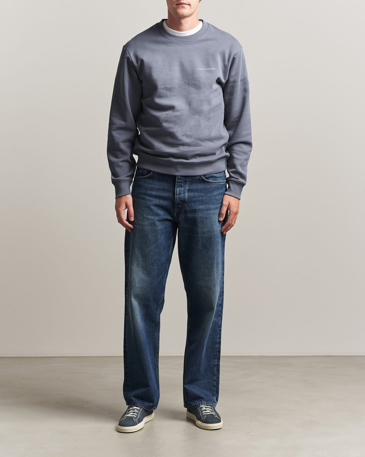 Men | Sweaters & Knitwear | Tiger of Sweden | Emerson Crew Neck Sweatshirt Iron Haze