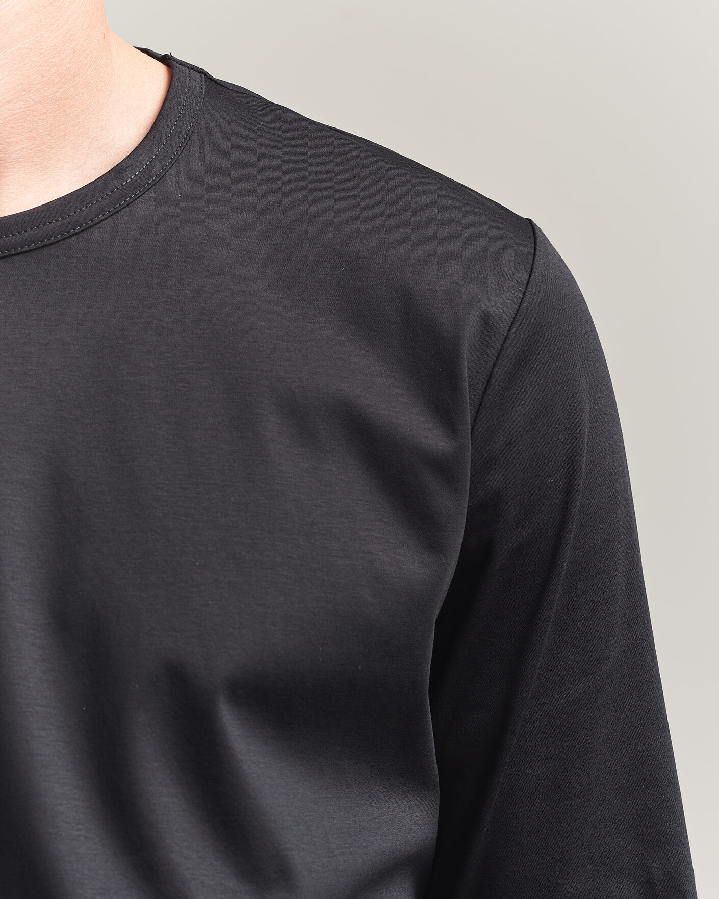 Men | T-Shirts | Tiger of Sweden | Olaf Mercerized Cotton Long Sleeve T-Shirt Black