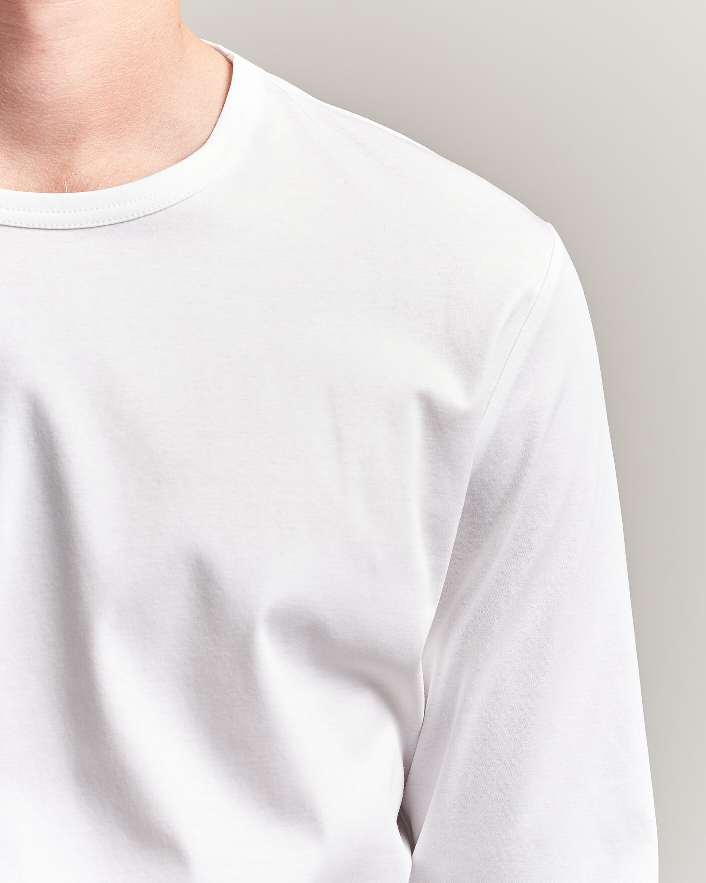 Men | T-Shirts | Tiger of Sweden | Olaf Mercerized Cotton Long Sleeve T-Shirt Pure White