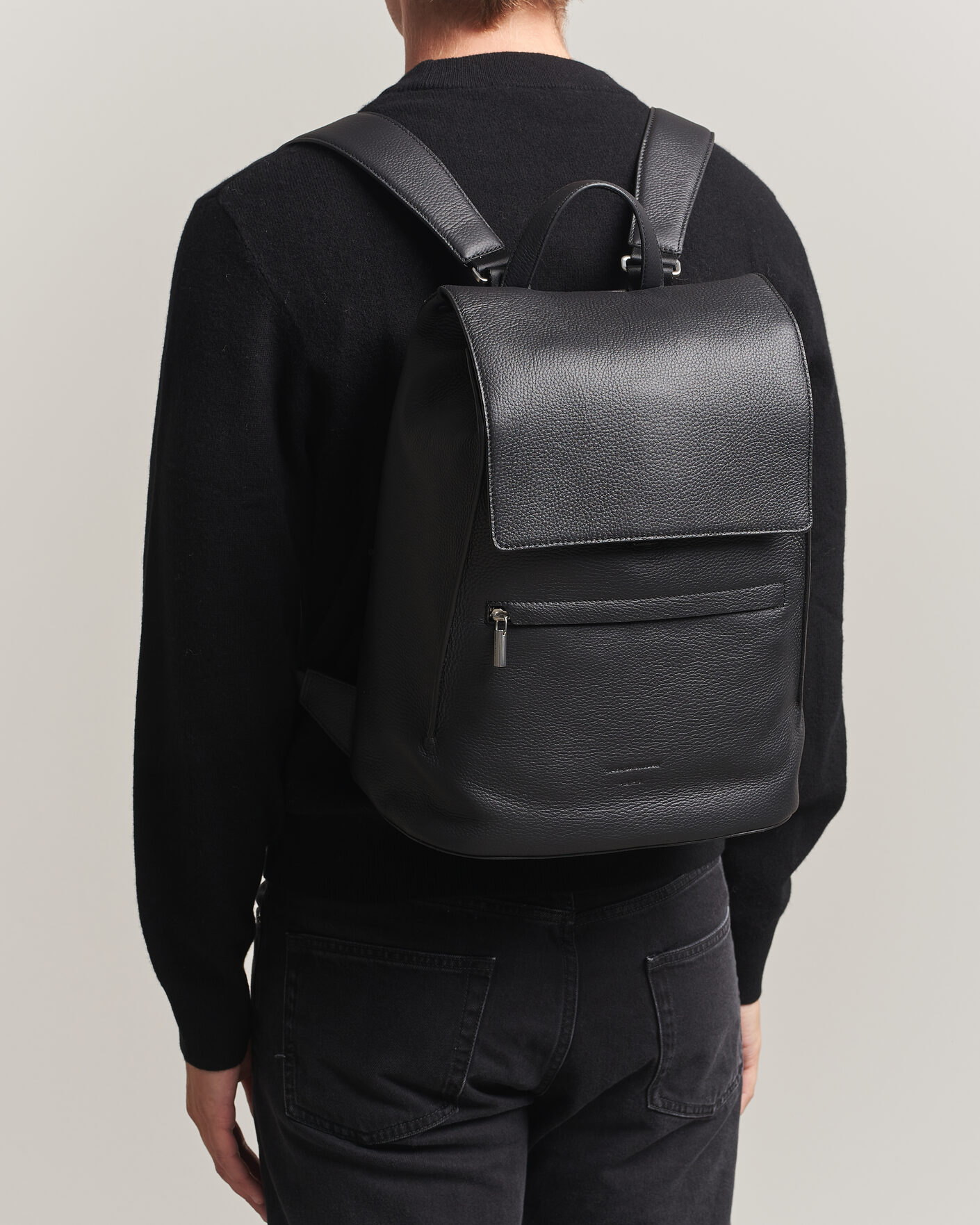Men | Bags | Tiger of Sweden | Vuntir Grained Leather Backpack Black