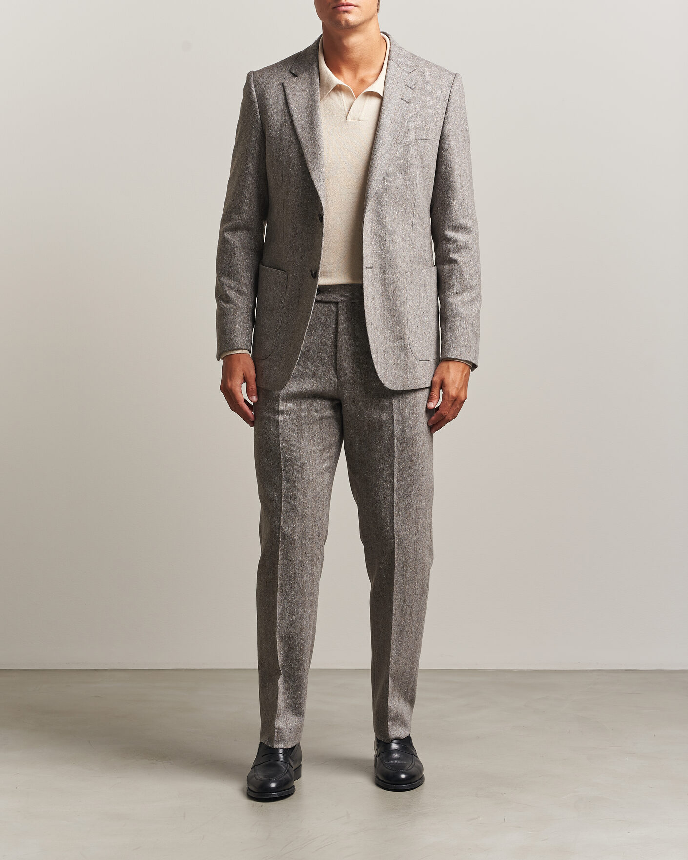 Men | Trousers | Tiger of Sweden | Tense Wool Donegal Suit Trousers Dark Stone