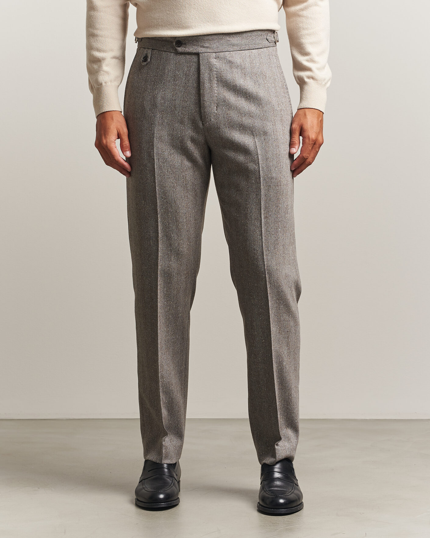 Men | Trousers | Tiger of Sweden | Tense Wool Donegal Suit Trousers Dark Stone