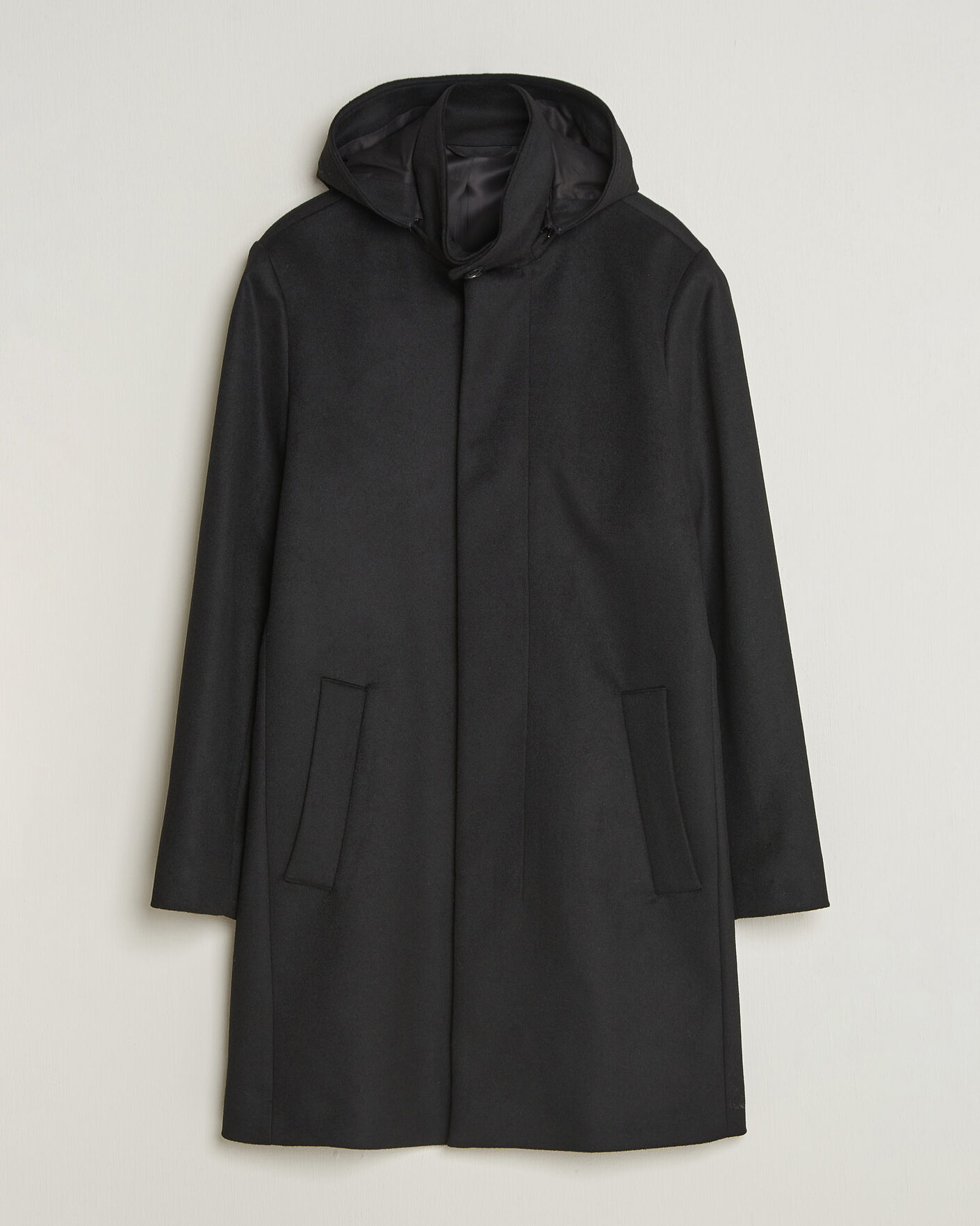 Men | Coats & Jackets | Tiger of Sweden | Aleric Wool/Cashmere Hooded Coat Black