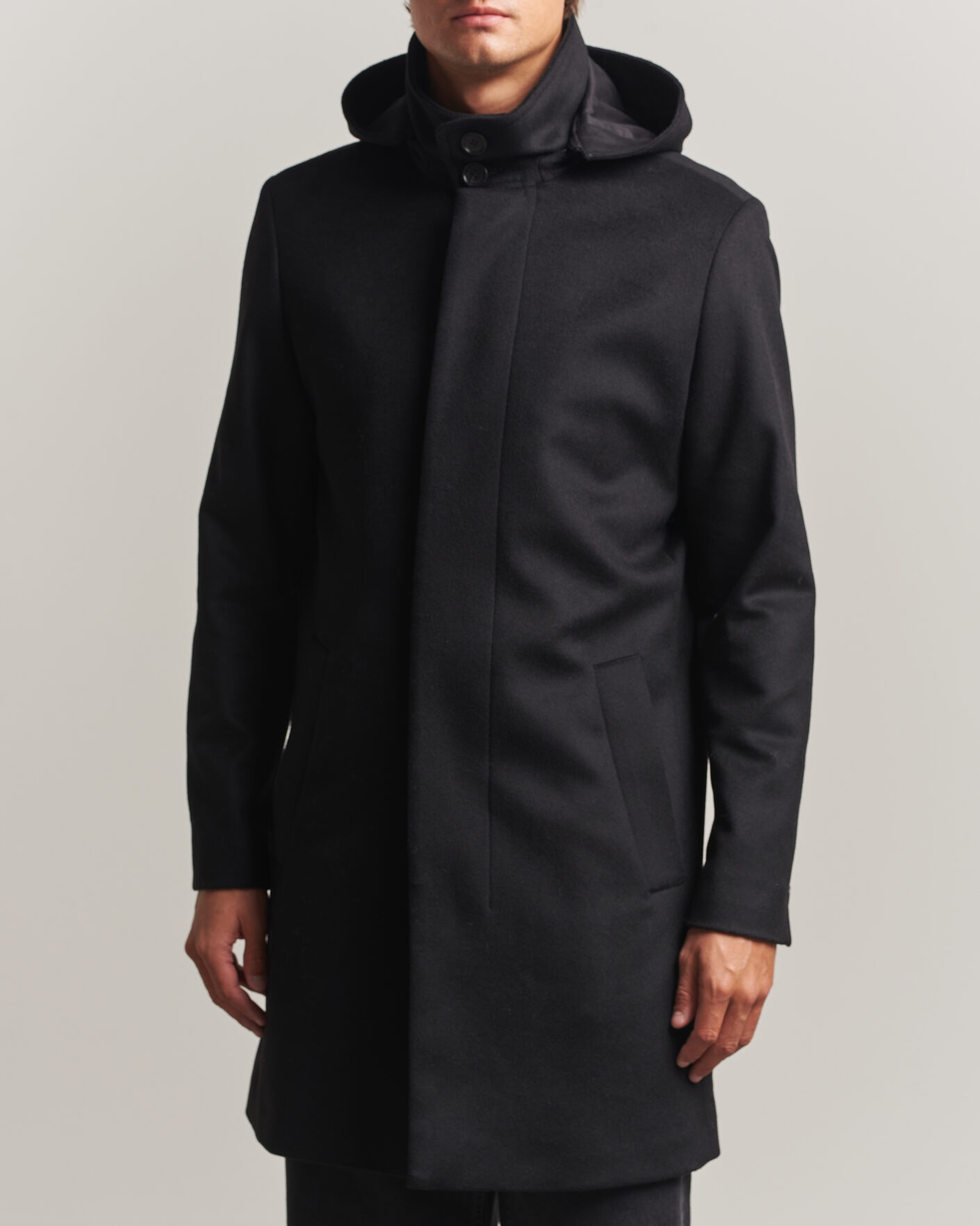 Men | Coats & Jackets | Tiger of Sweden | Aleric Wool/Cashmere Hooded Coat Black