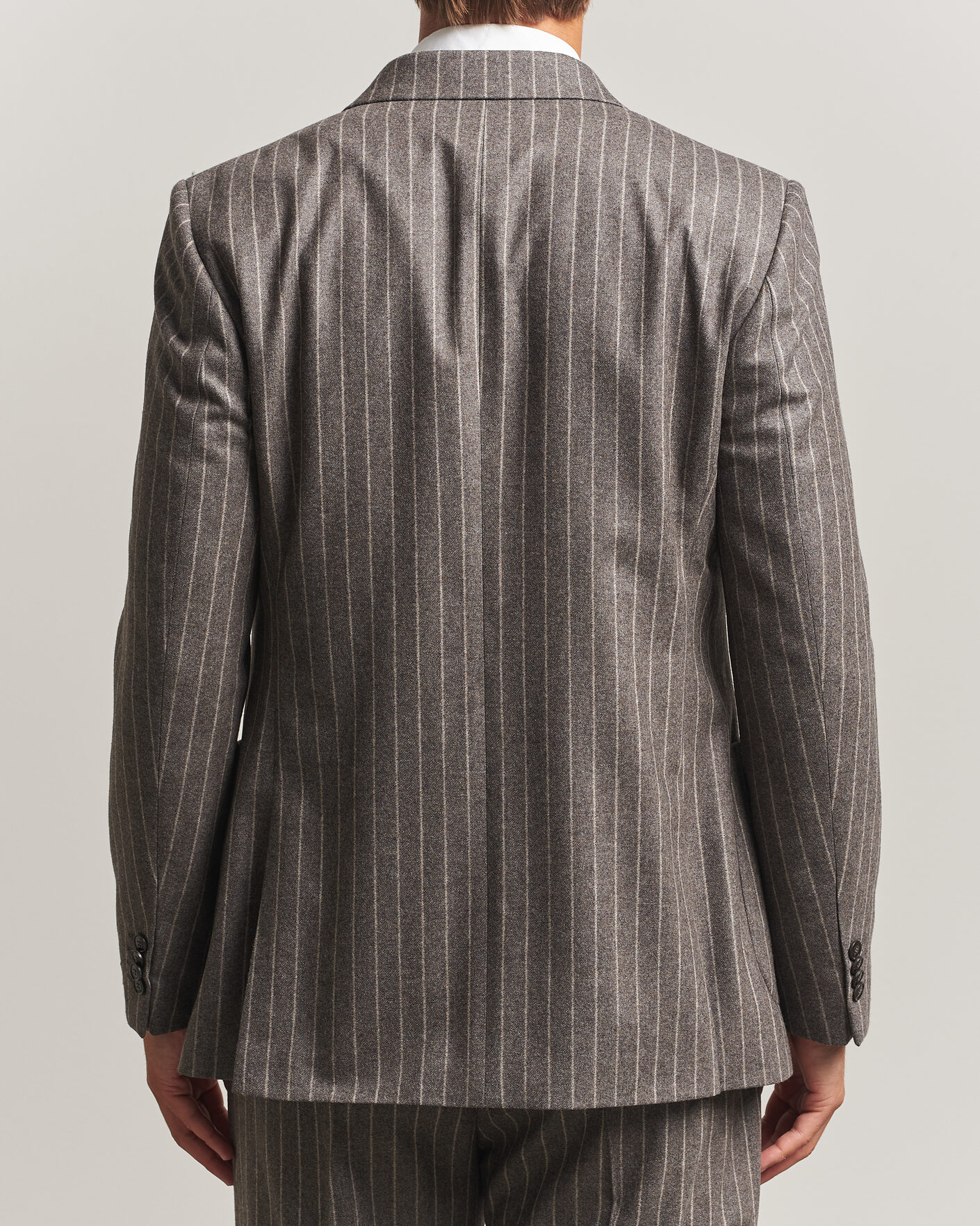 Men | Blazers | Tiger of Sweden | Joachim Wool Double Breasted Pinstriped Blazer Grey Brown
