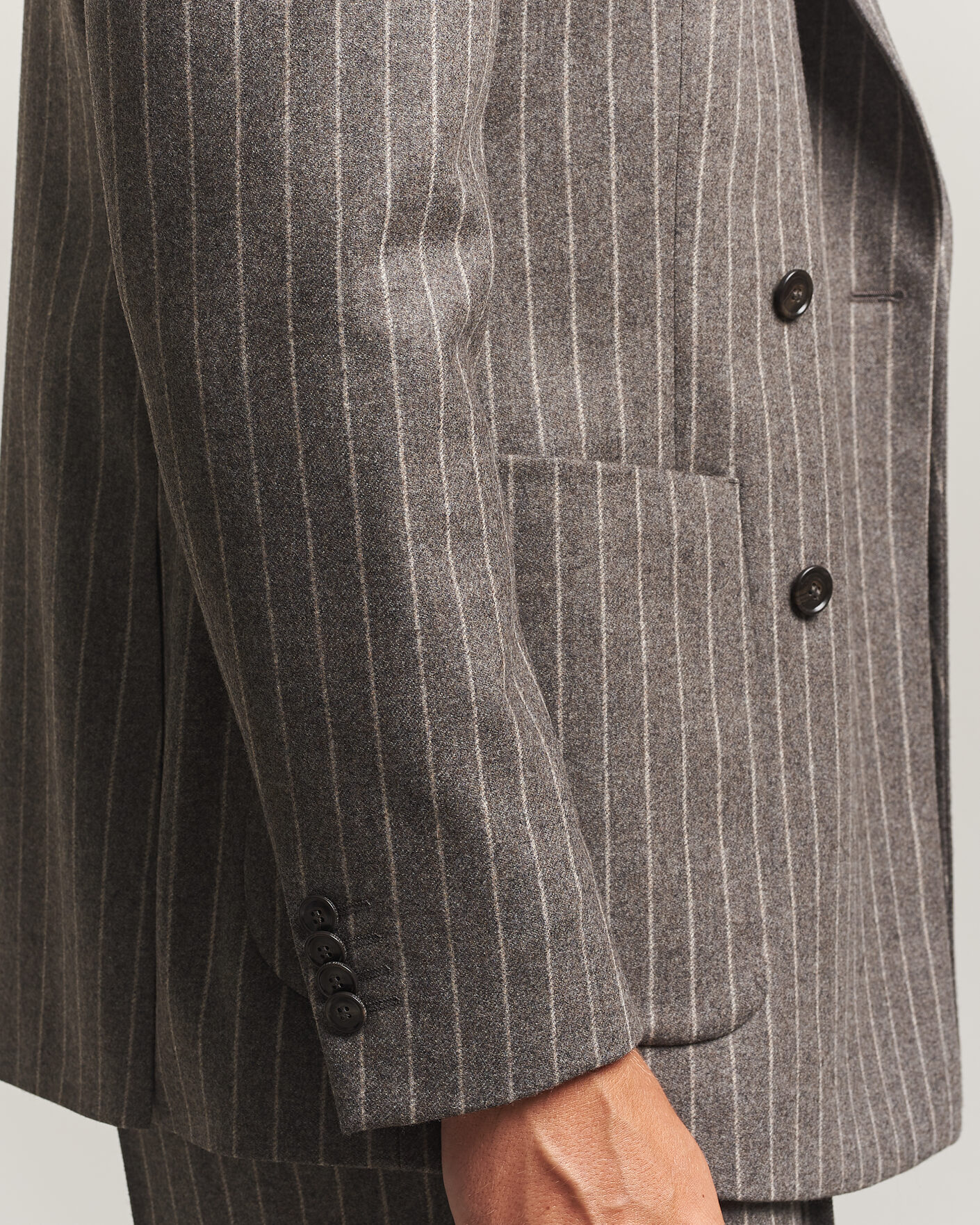 Men | Blazers | Tiger of Sweden | Joachim Wool Double Breasted Pinstriped Blazer Grey Brown