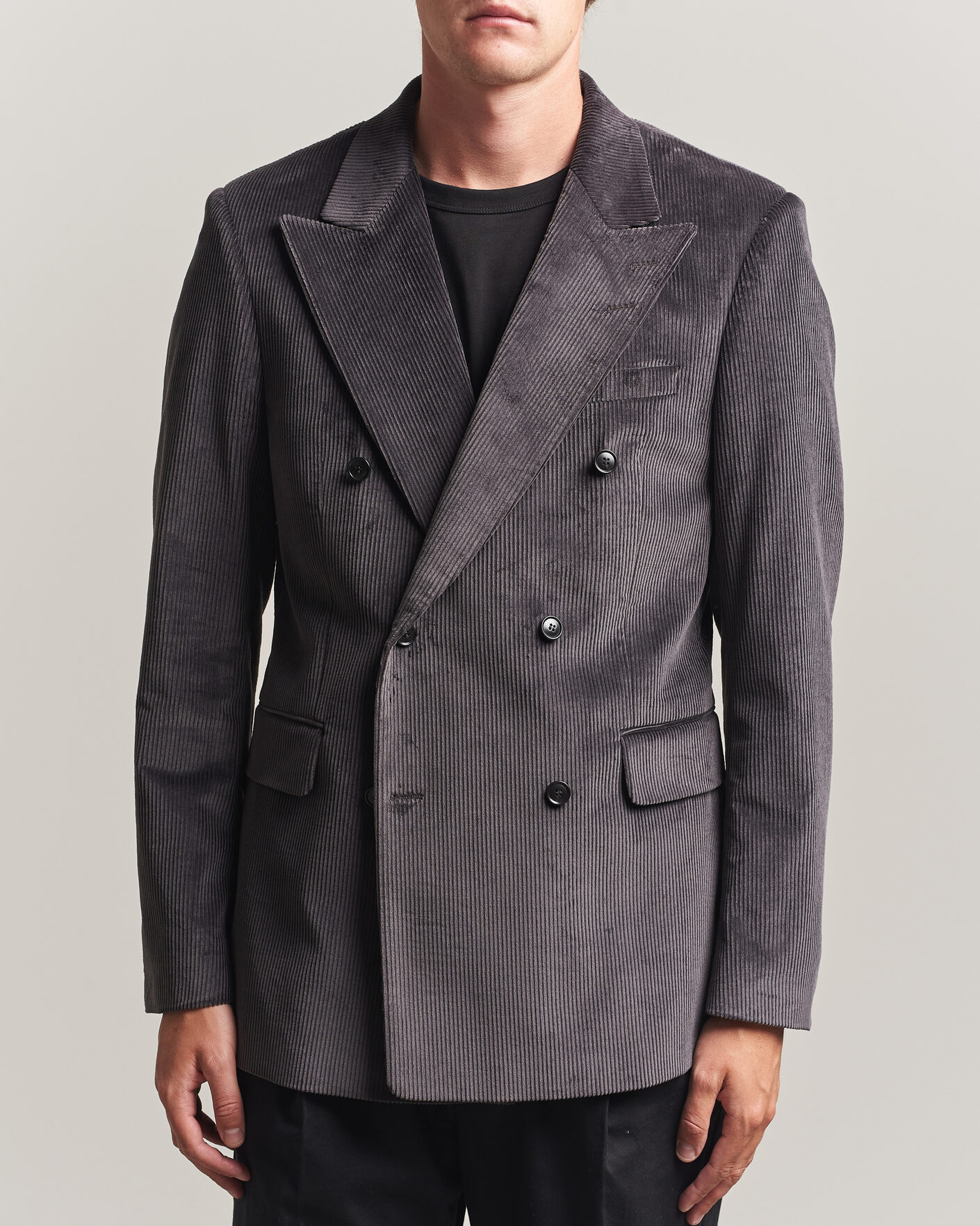 Men | Blazers | Tiger of Sweden | 1903 Corduroy Double Breasted Blazer Phantom