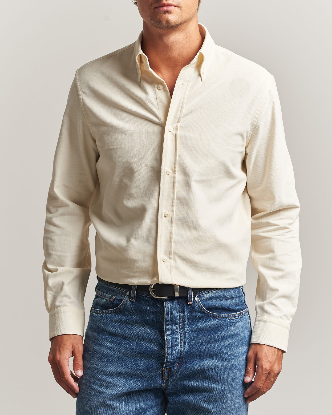 Men | Shirts | Tiger of Sweden | Bjorn Corduroy Shirt Cream White