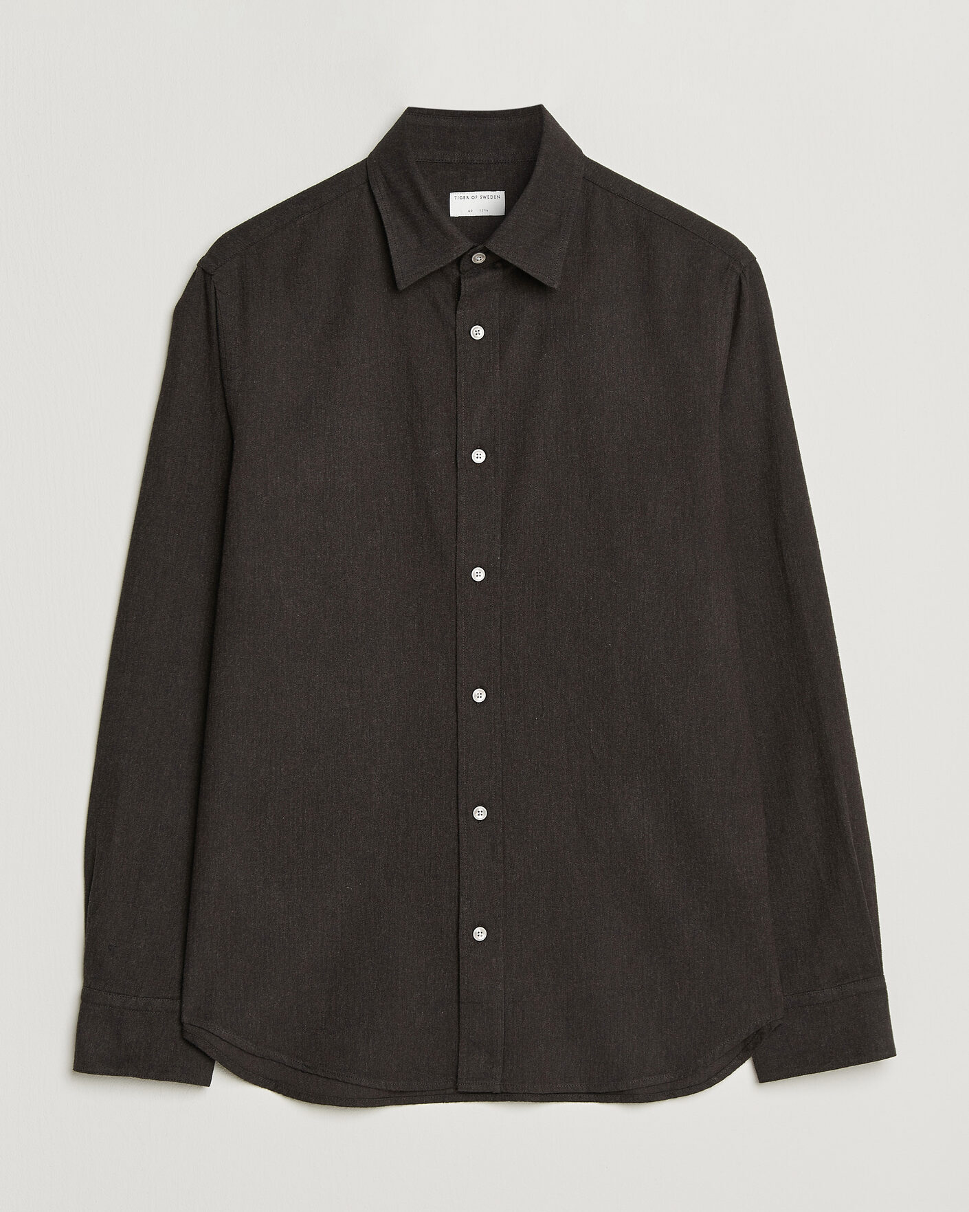 Men | Shirts | Tiger of Sweden | Bjorn Brushed Cotton Shirt Espresso