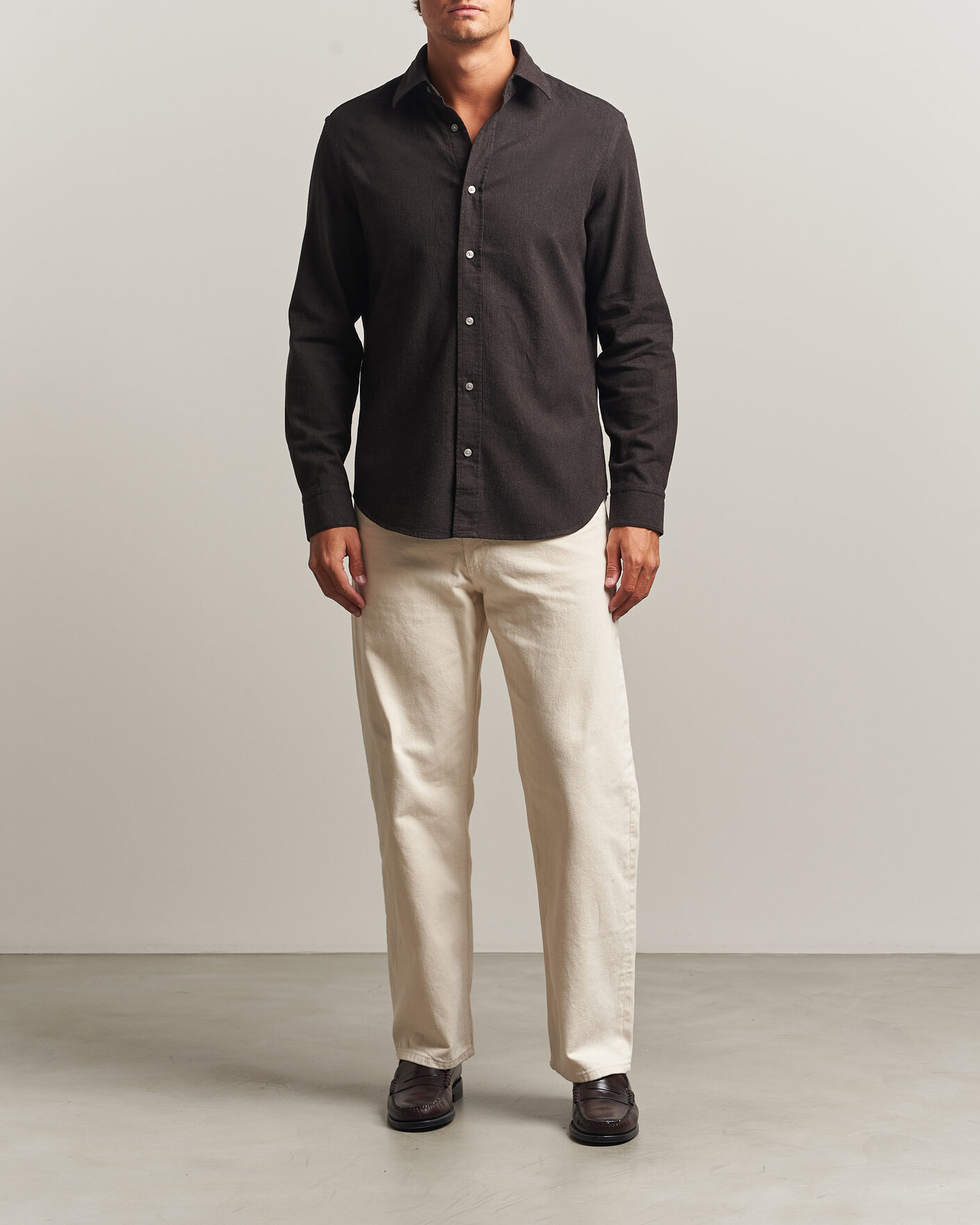 Men | Shirts | Tiger of Sweden | Bjorn Brushed Cotton Shirt Espresso