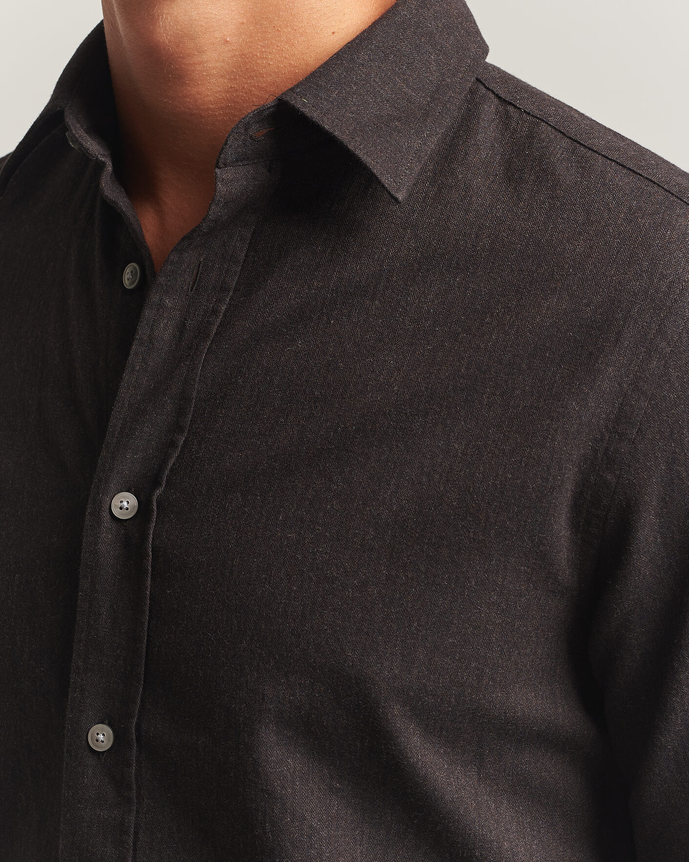 Men | Shirts | Tiger of Sweden | Bjorn Brushed Cotton Shirt Espresso