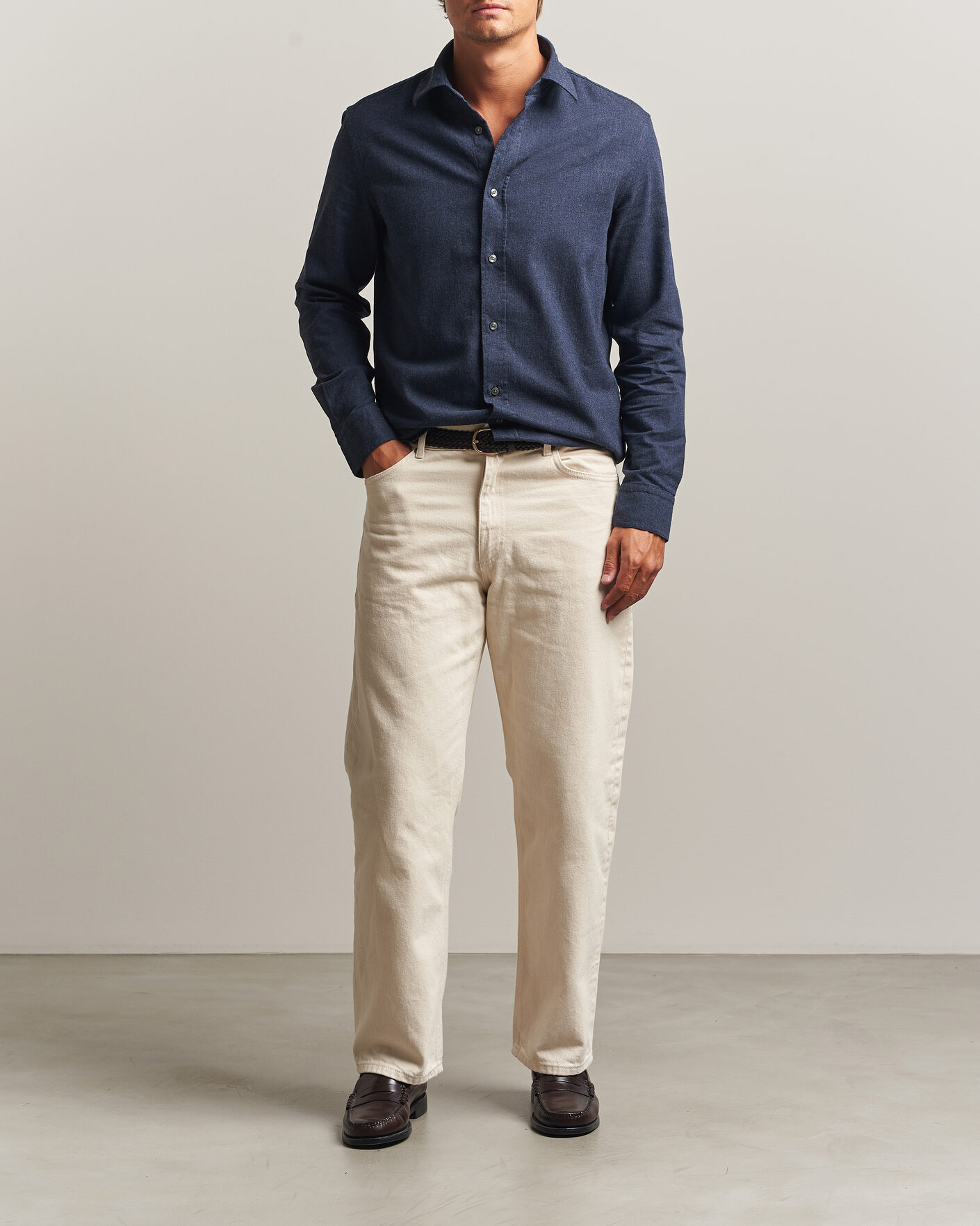 Men | Shirts | Tiger of Sweden | Bjorn Brushed Cotton Shirt Steel Blue